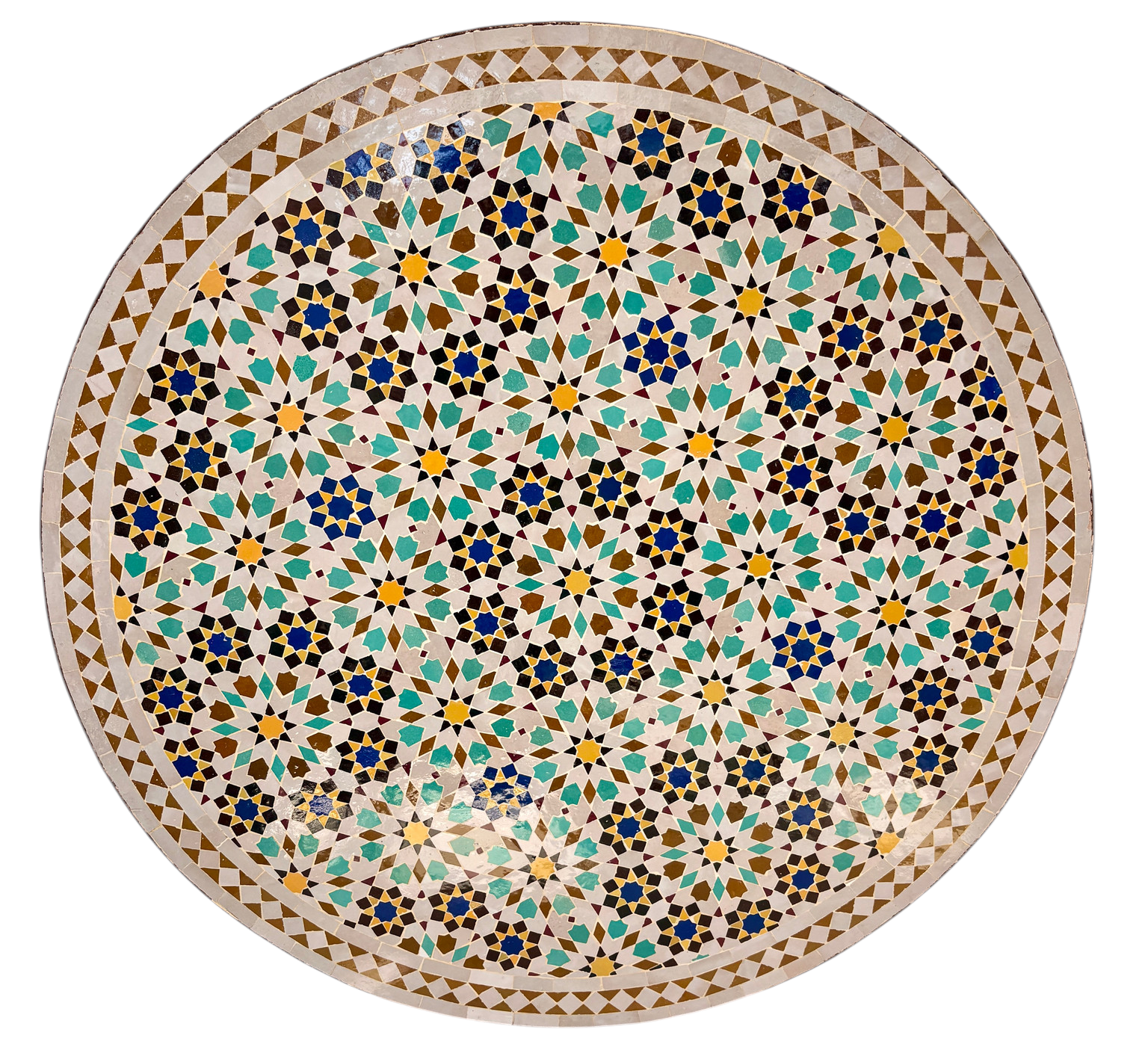 39" Multi Aqua Zellige Mosaic Table Top