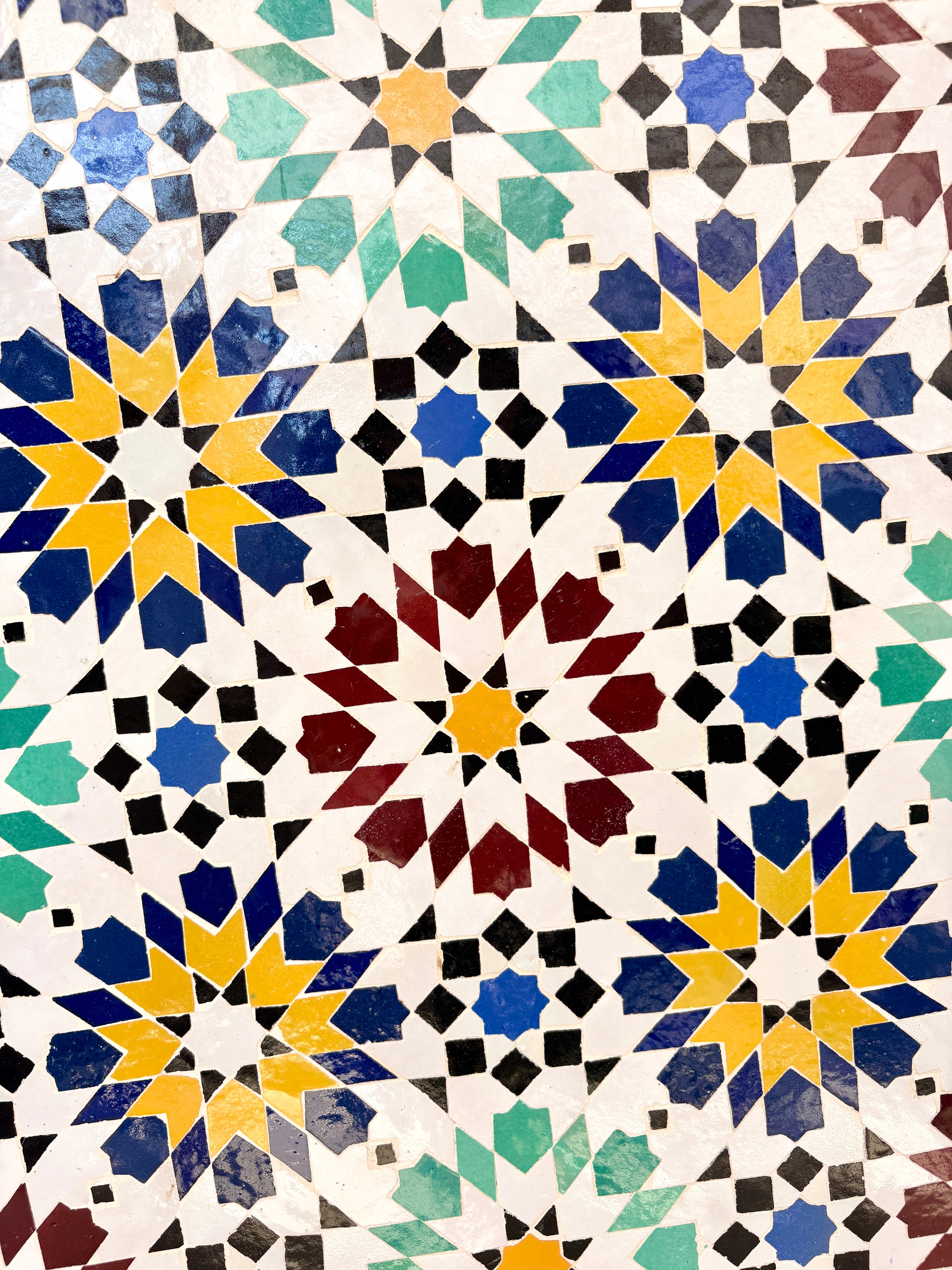 39" Multi Sunflower Zellige Mosaic Table Top