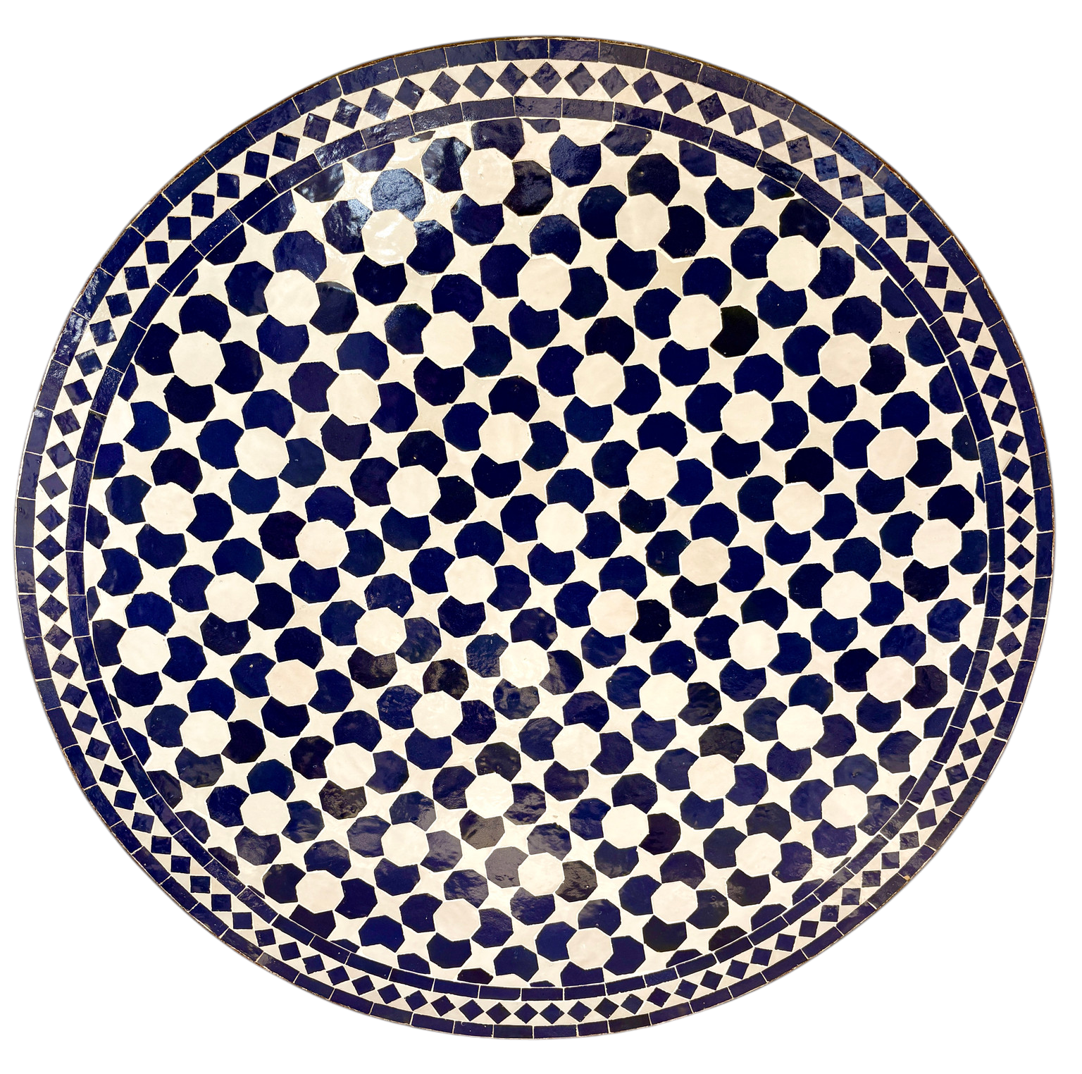 39" Multi White Navy Zellige Mosaic Table Top