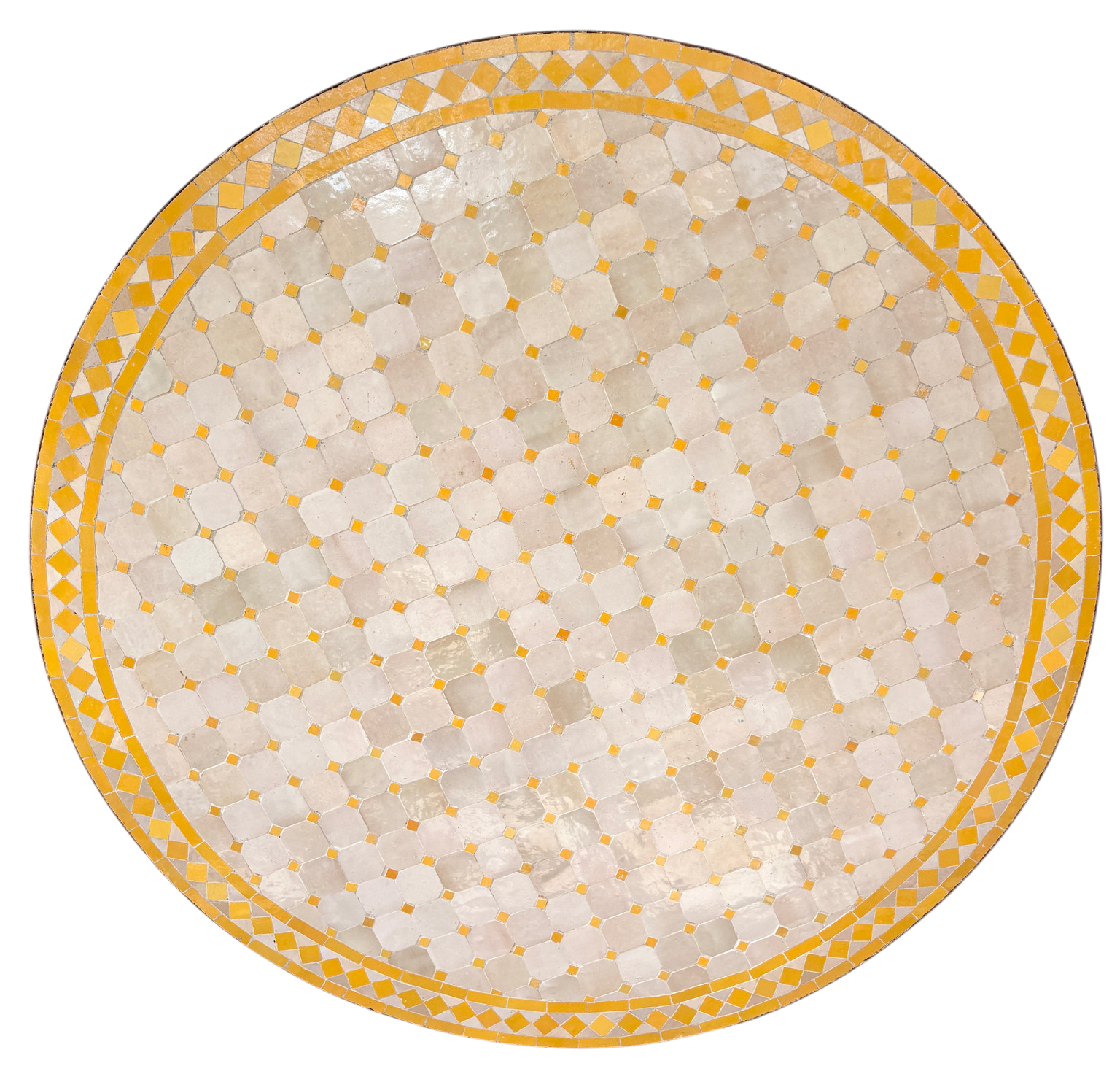 48" Ecru Zellige Mosaic Table Top