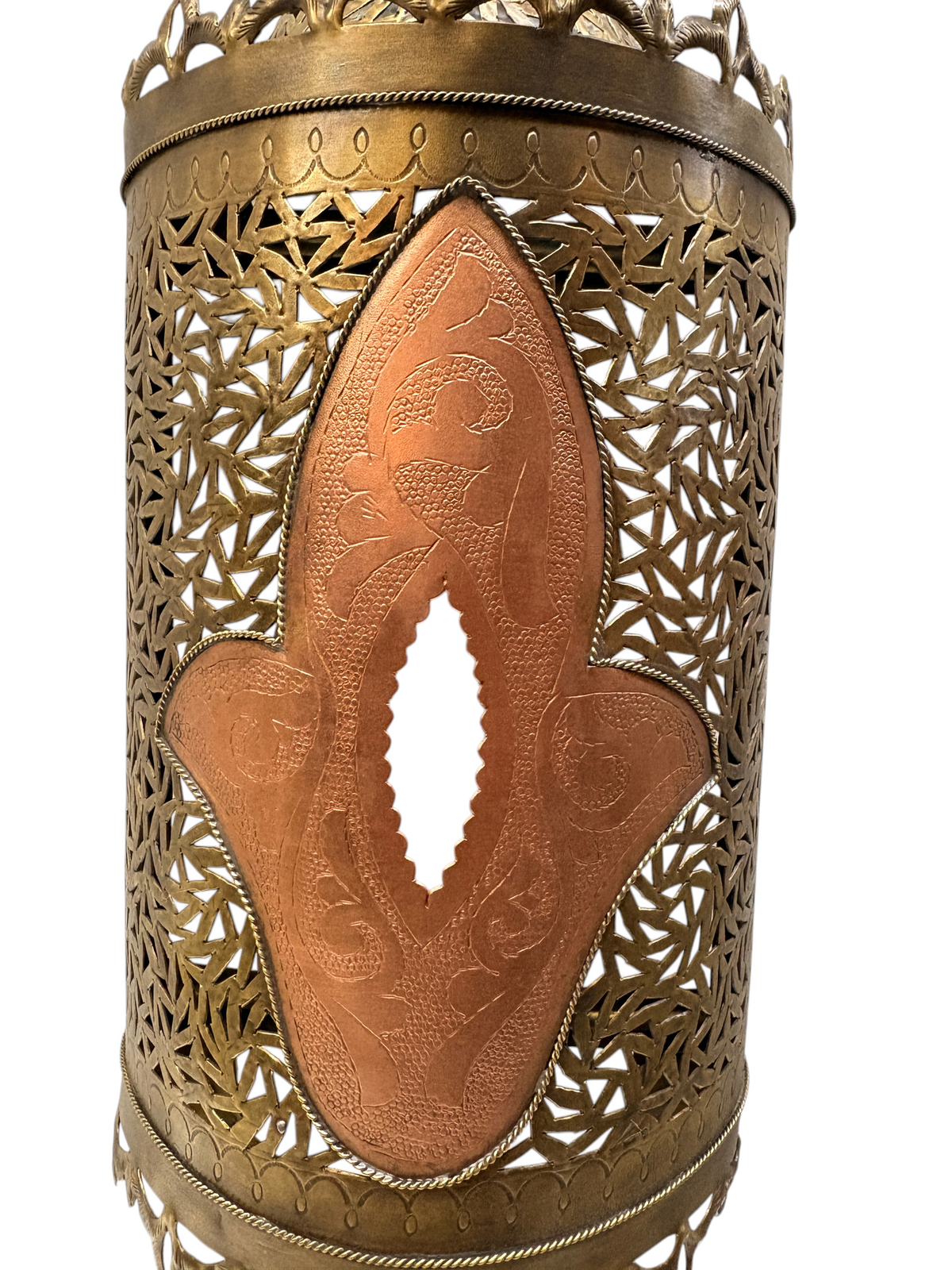 Brass Lantern Sconce with Glass Center