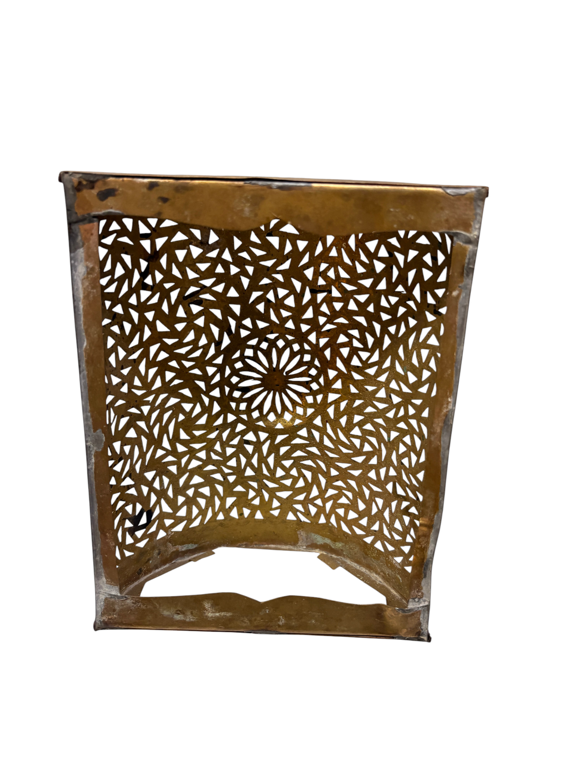 Brass Basketweave Cylinder Sconce
