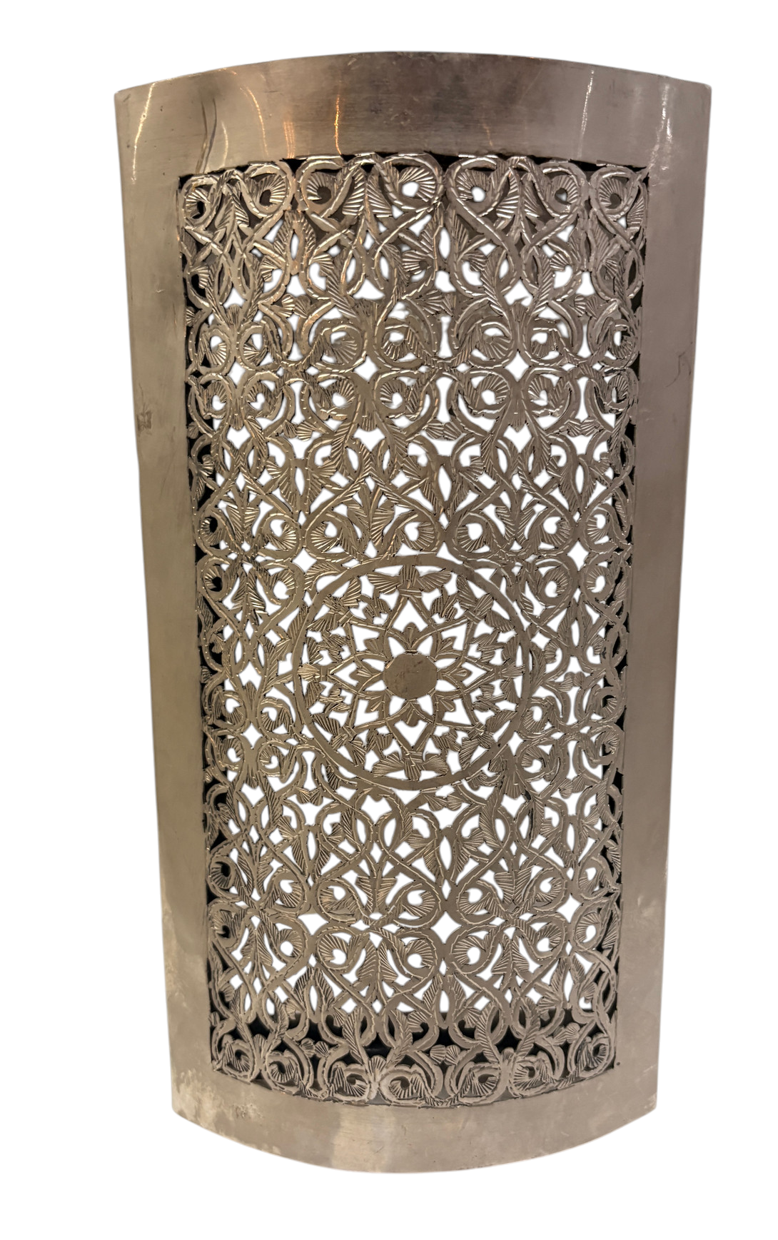 Silver-Plated Oval Lattice Sconce