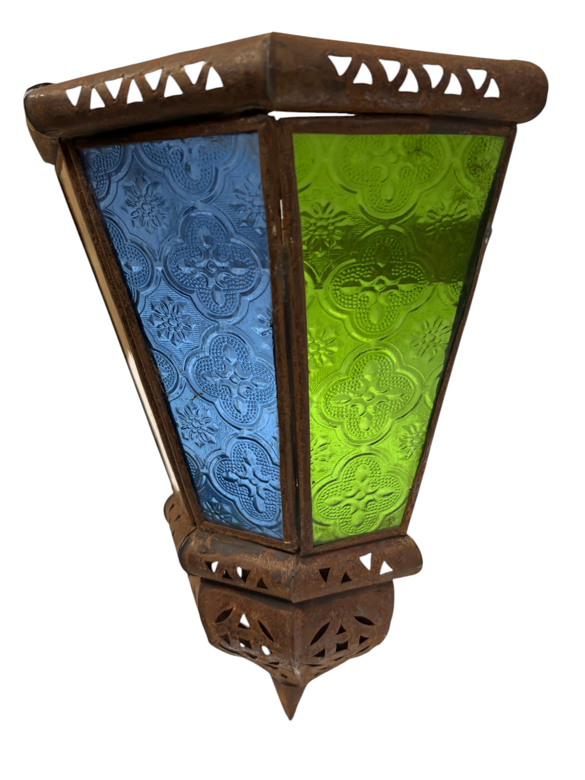 Fan-Shaped Stained Glass Sconce