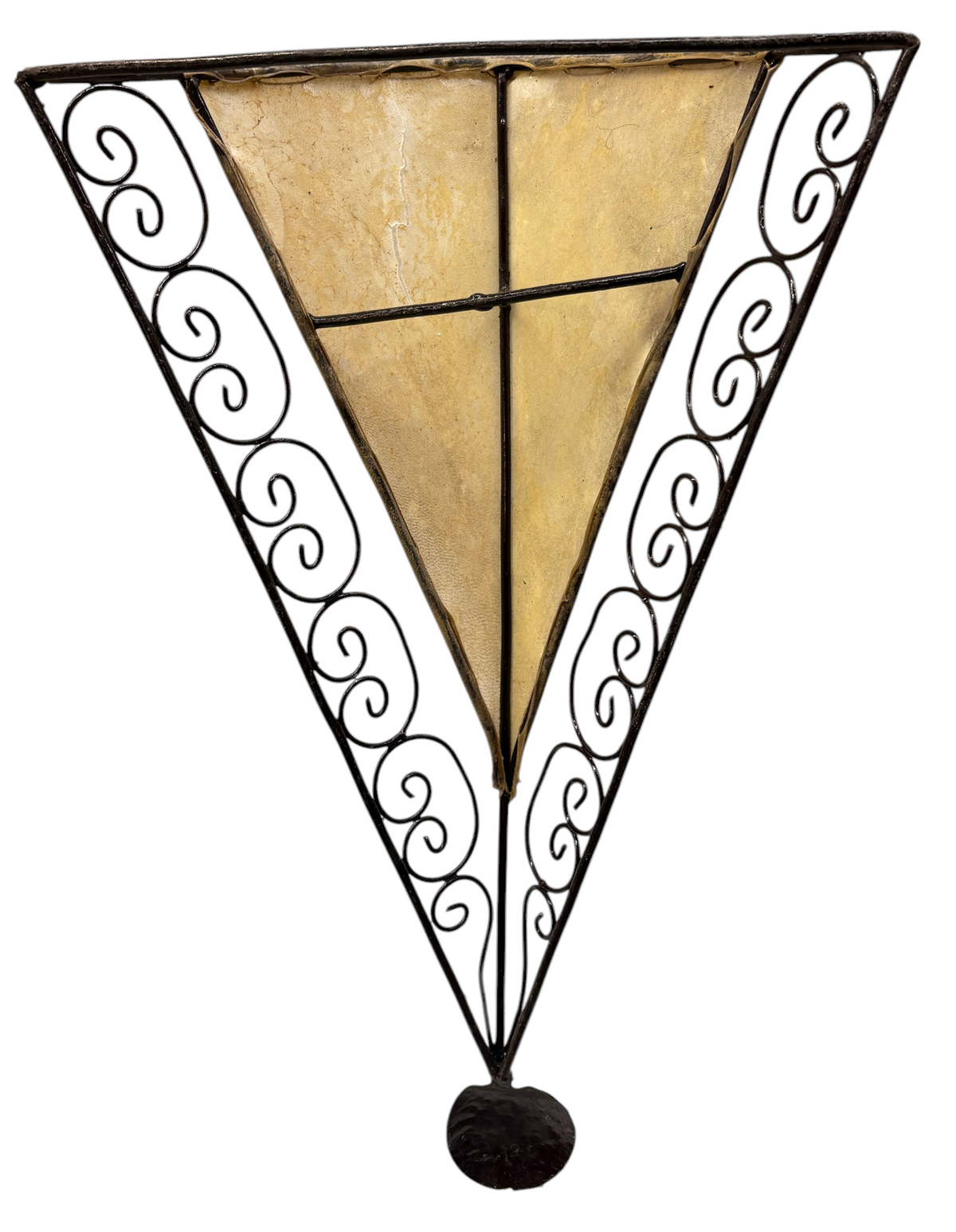 Dyed Henna Sconce with Wrought Iron Scroll Frame