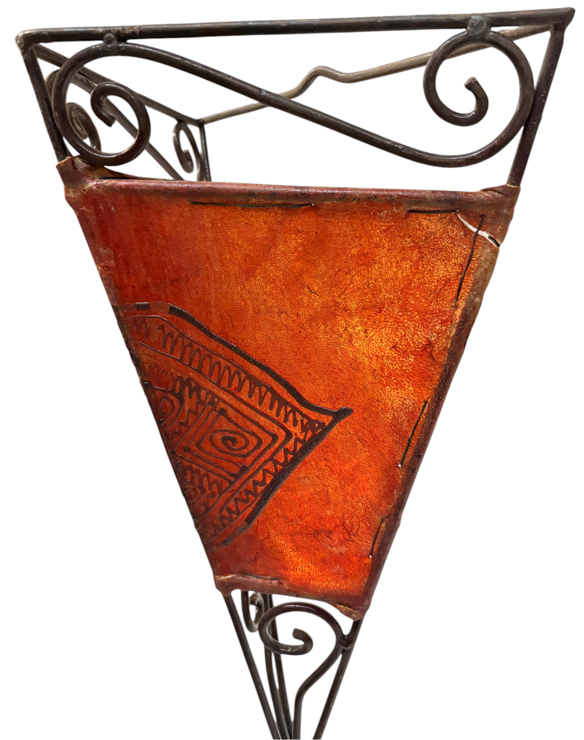 Dyed Henna Sconce with Arched Iron Scrollwork
