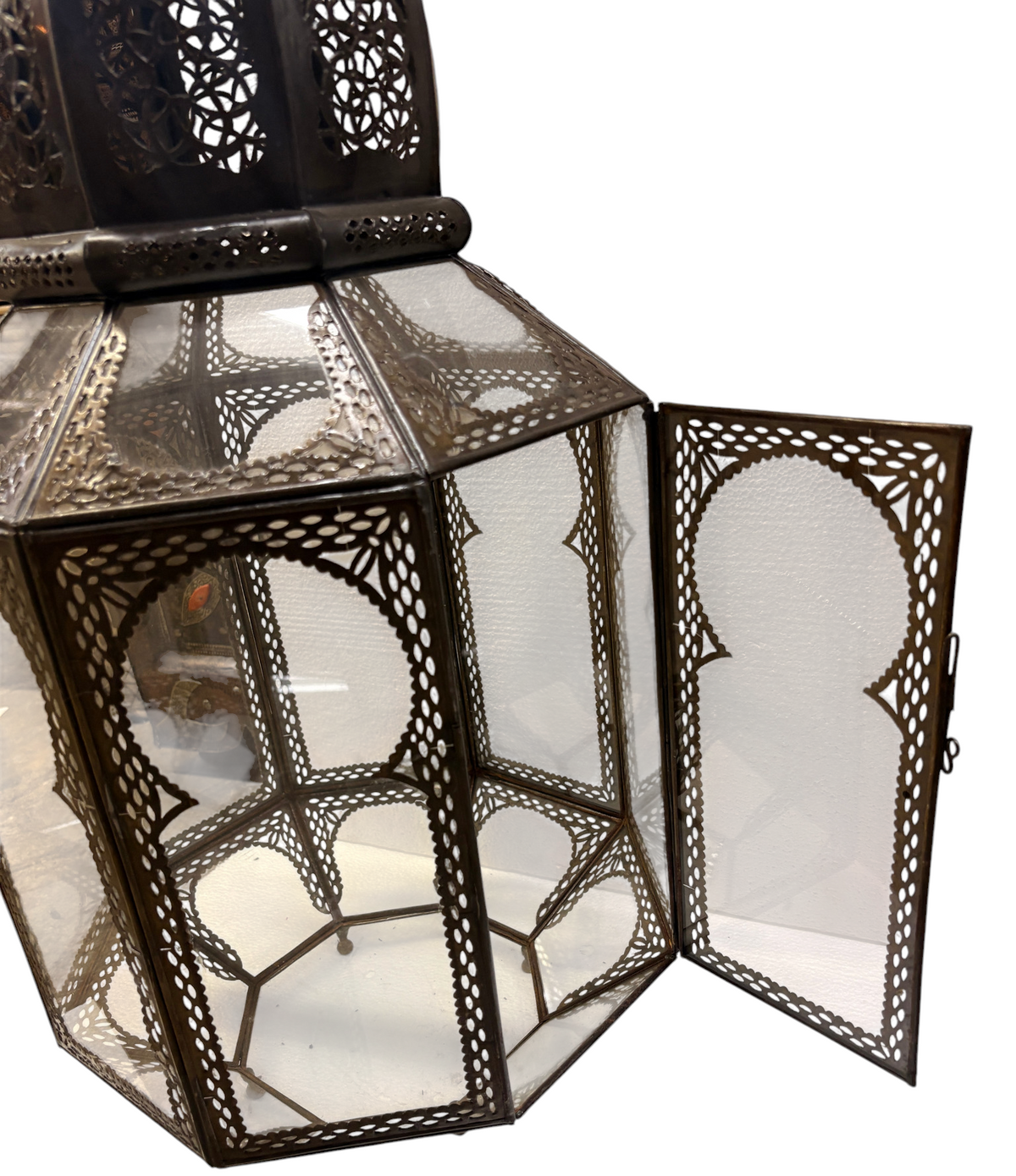 Pierced Zinc Hexagonal Lantern