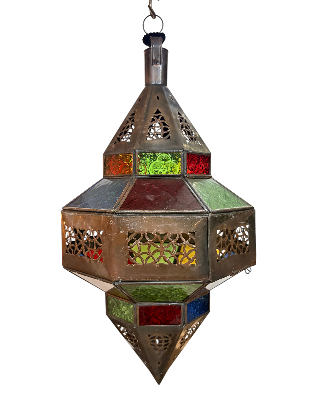 Hanging Multi Color Glass Lantern