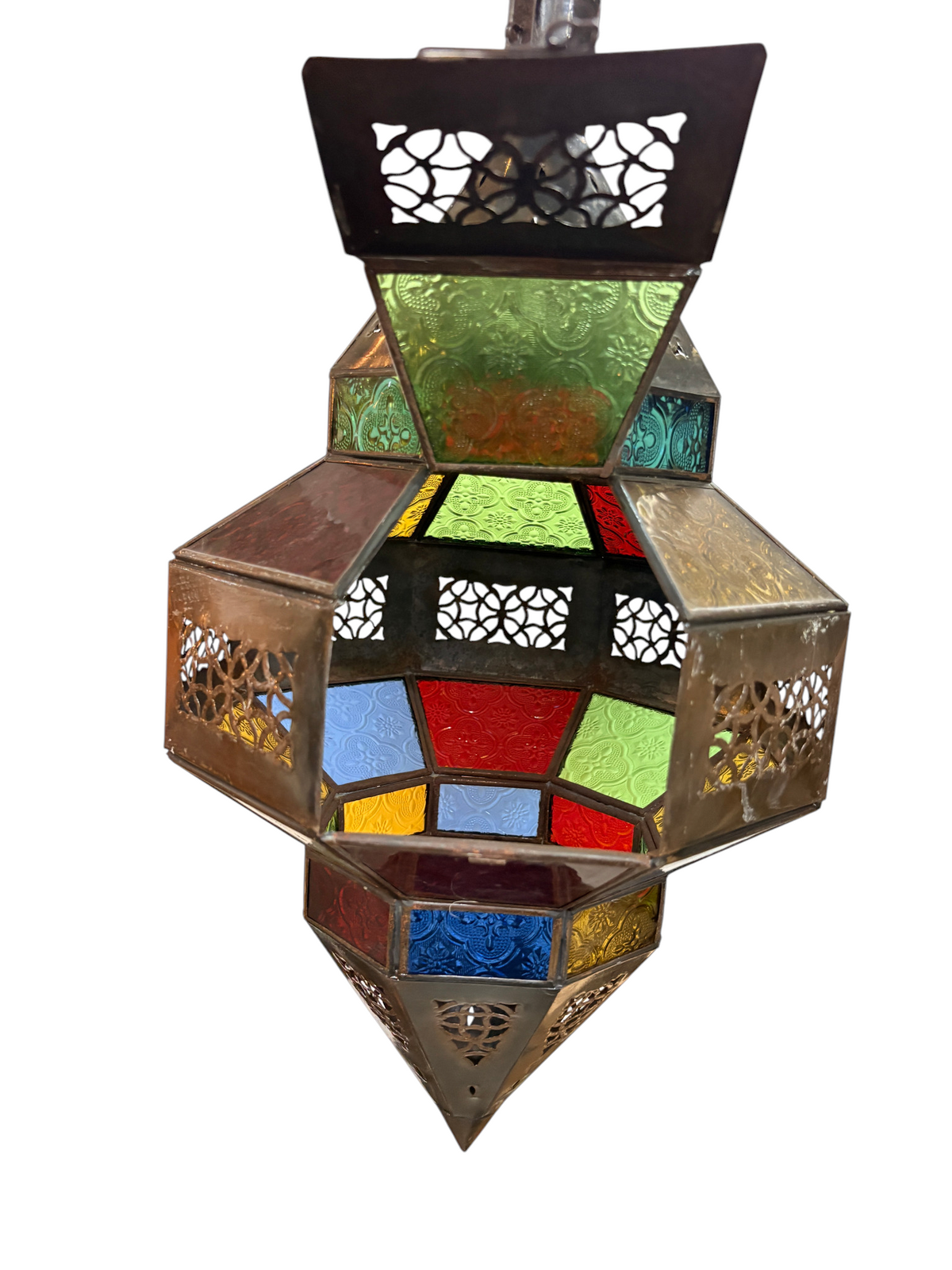 Hanging Multi Color Glass Lantern