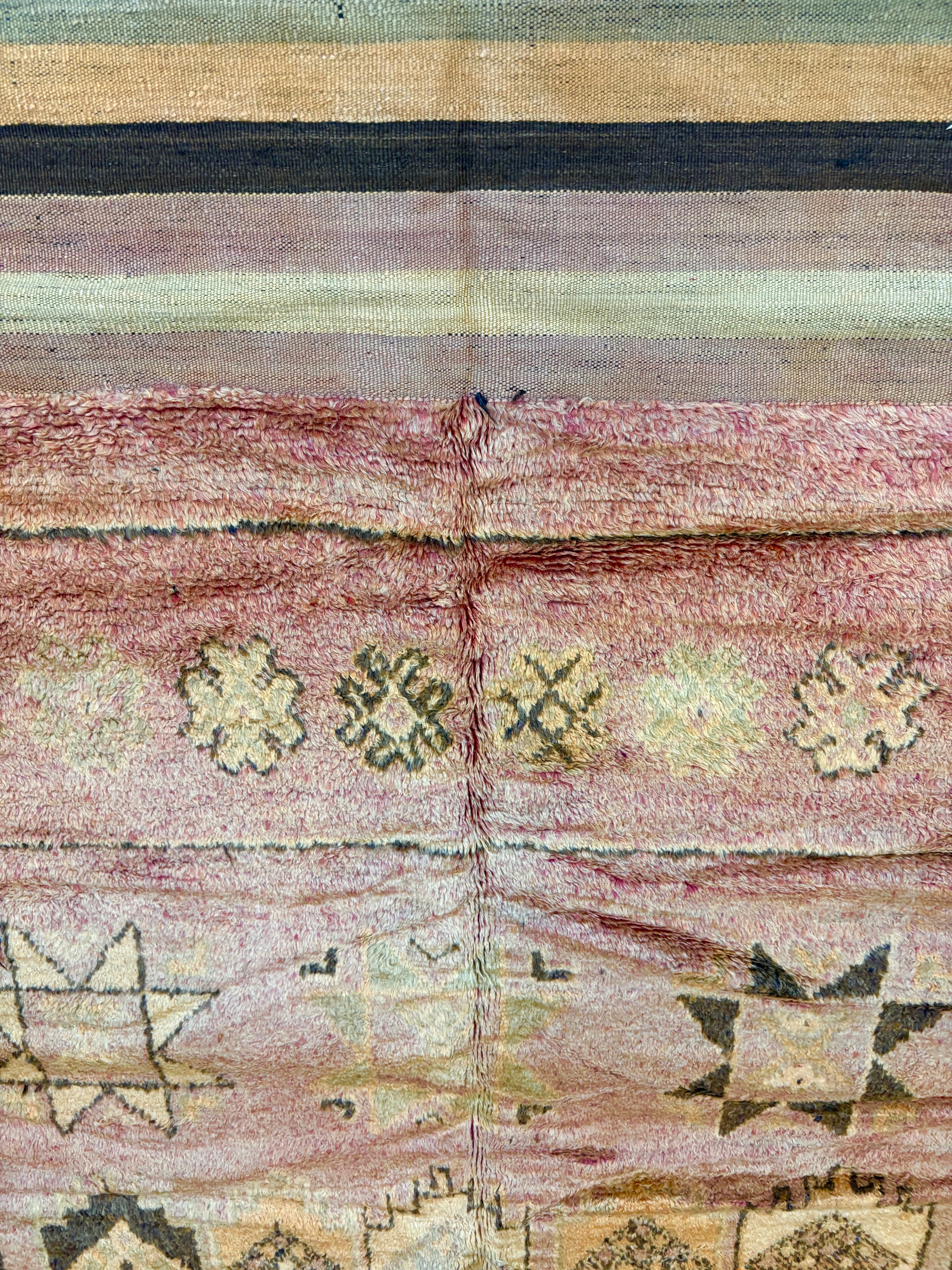 Vintage Boujaad Faded Rose Handwoven Wool Rug