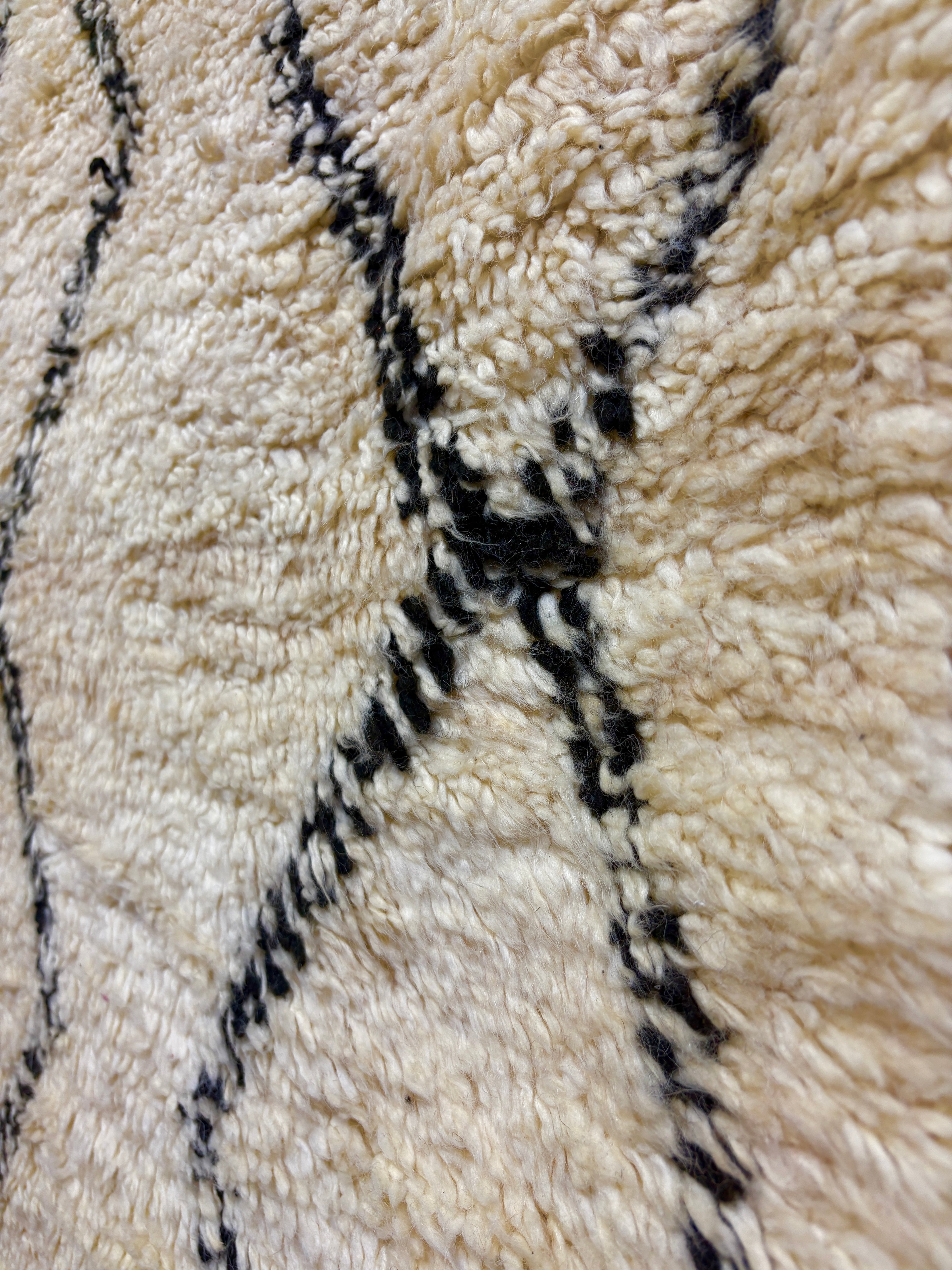 Beni Ourain Rug with Ivory Field and Black Diamond Lattice