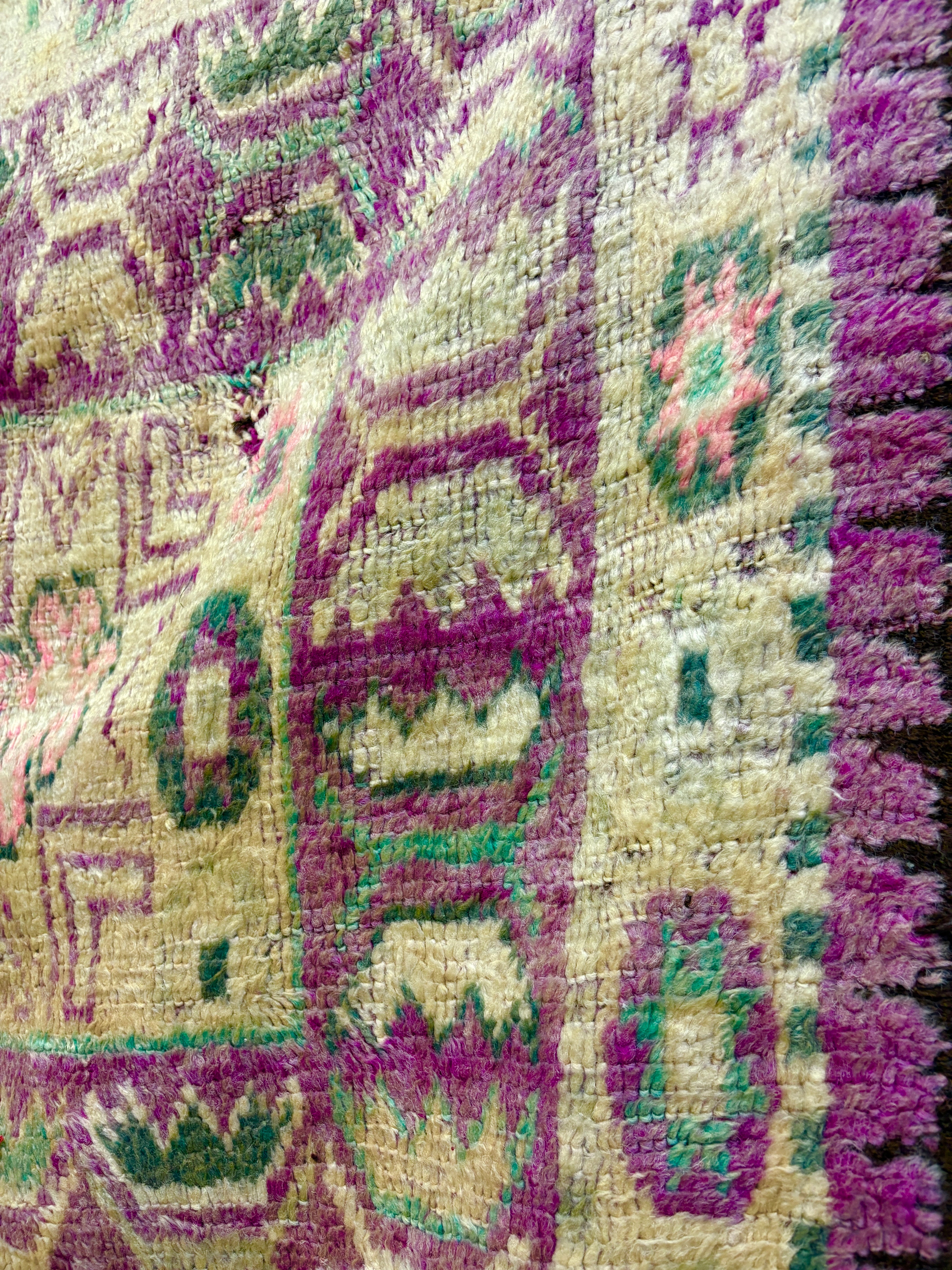 Vintage Boujaad Rug with Aubergine Field and Stepped Diamond Medallion