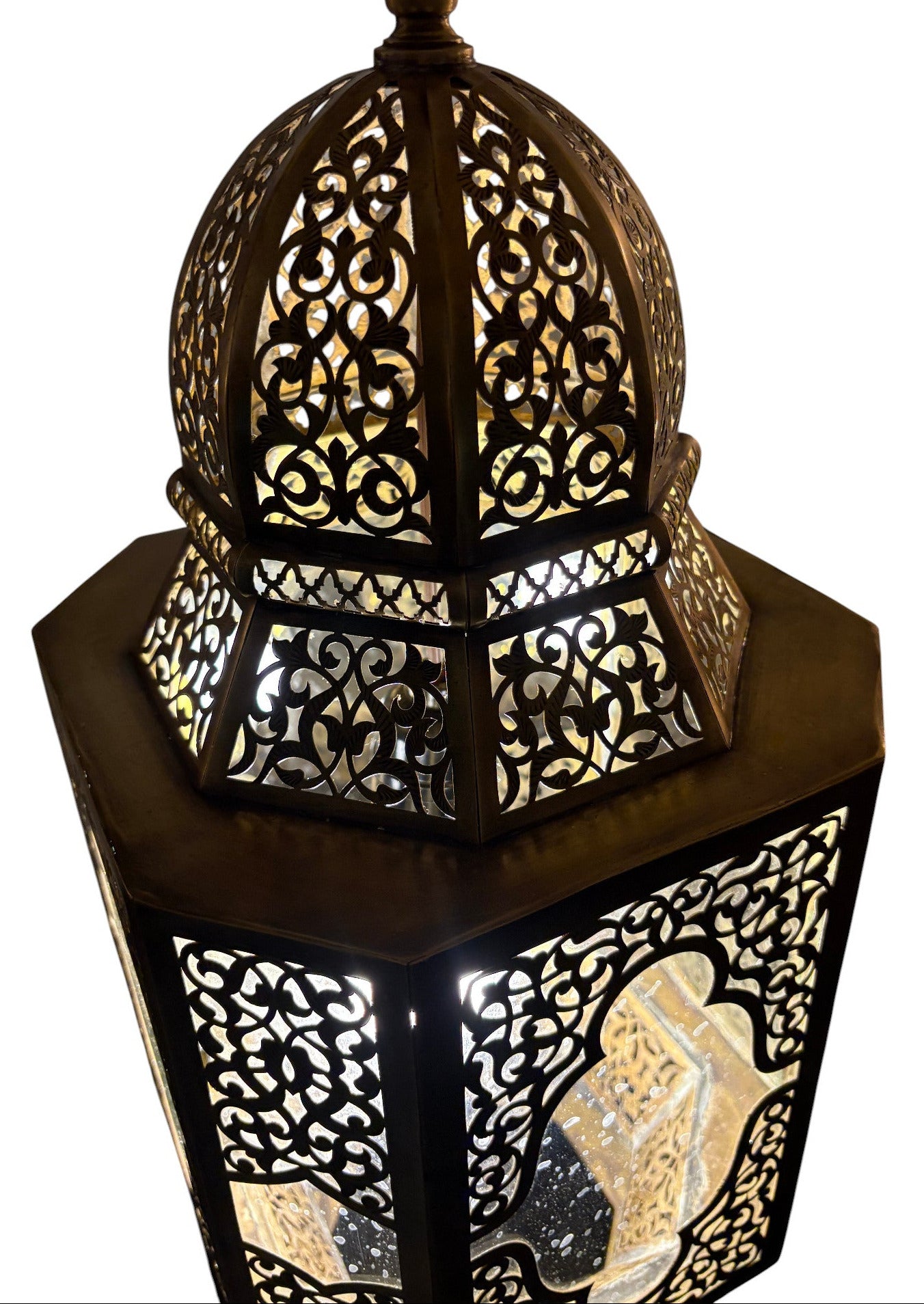 Artisanal Brass Moorish Filigree Lamp