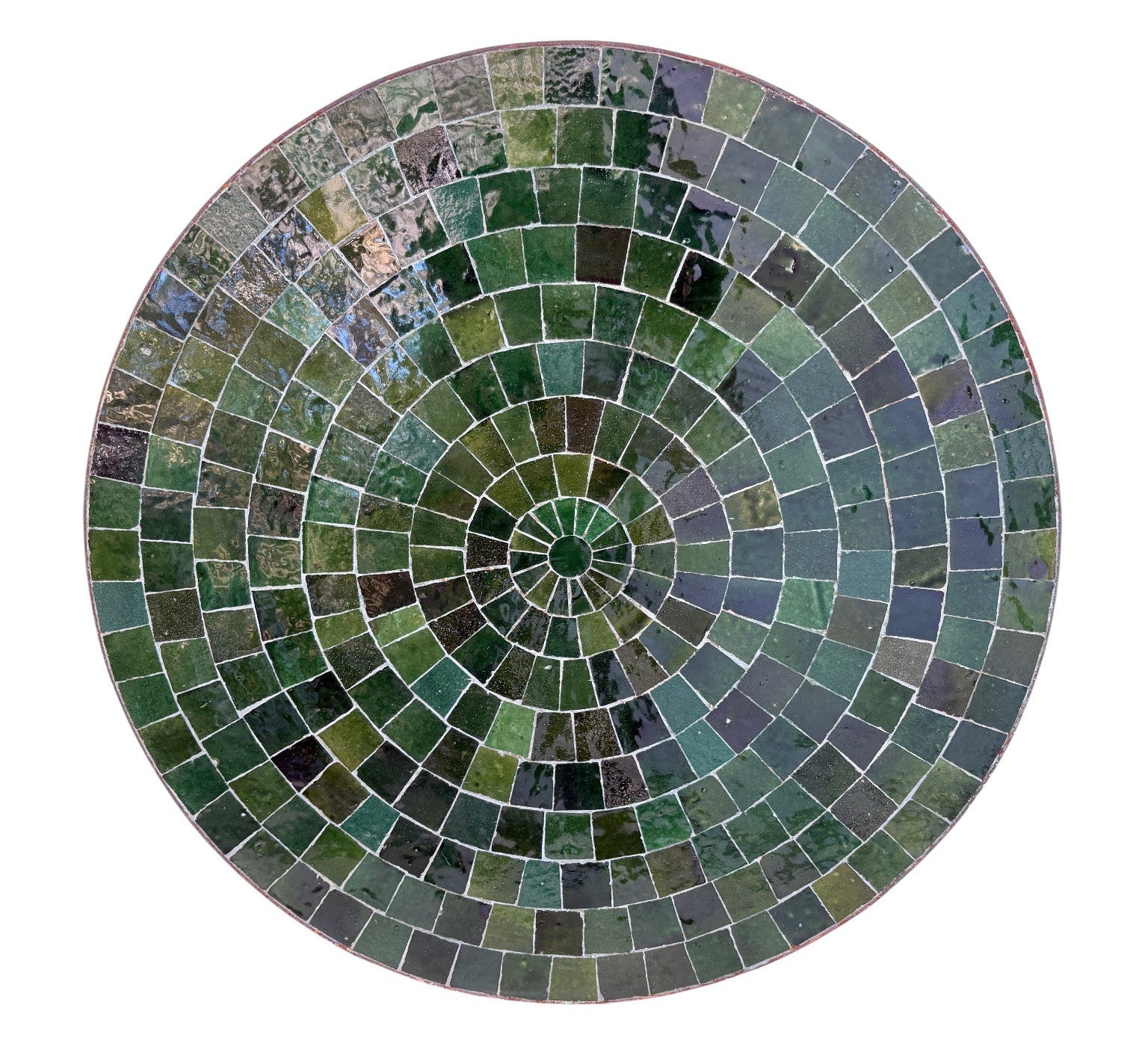 24" Green Mosaic Round Tile Table Top