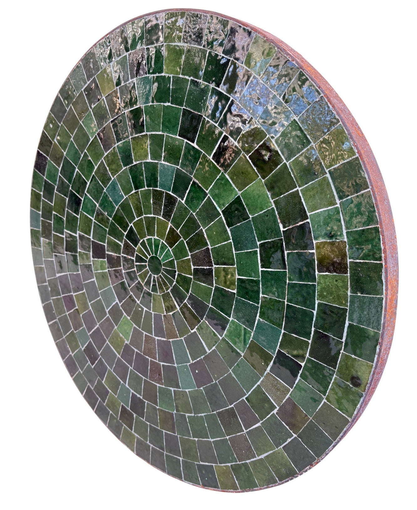 24" Green Mosaic Round Tile Table Top