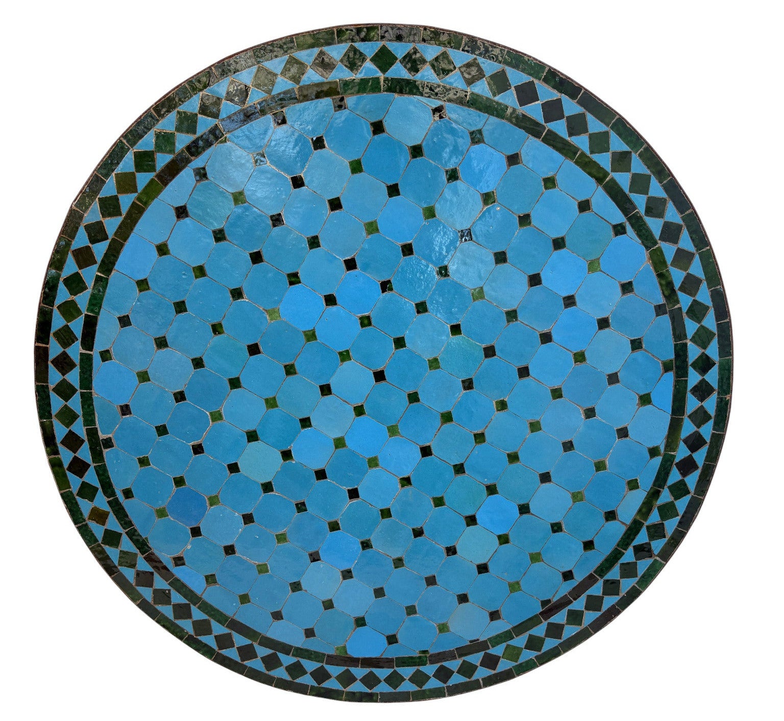 36" Turquoise and Green Round Mosaic TIle Table Top