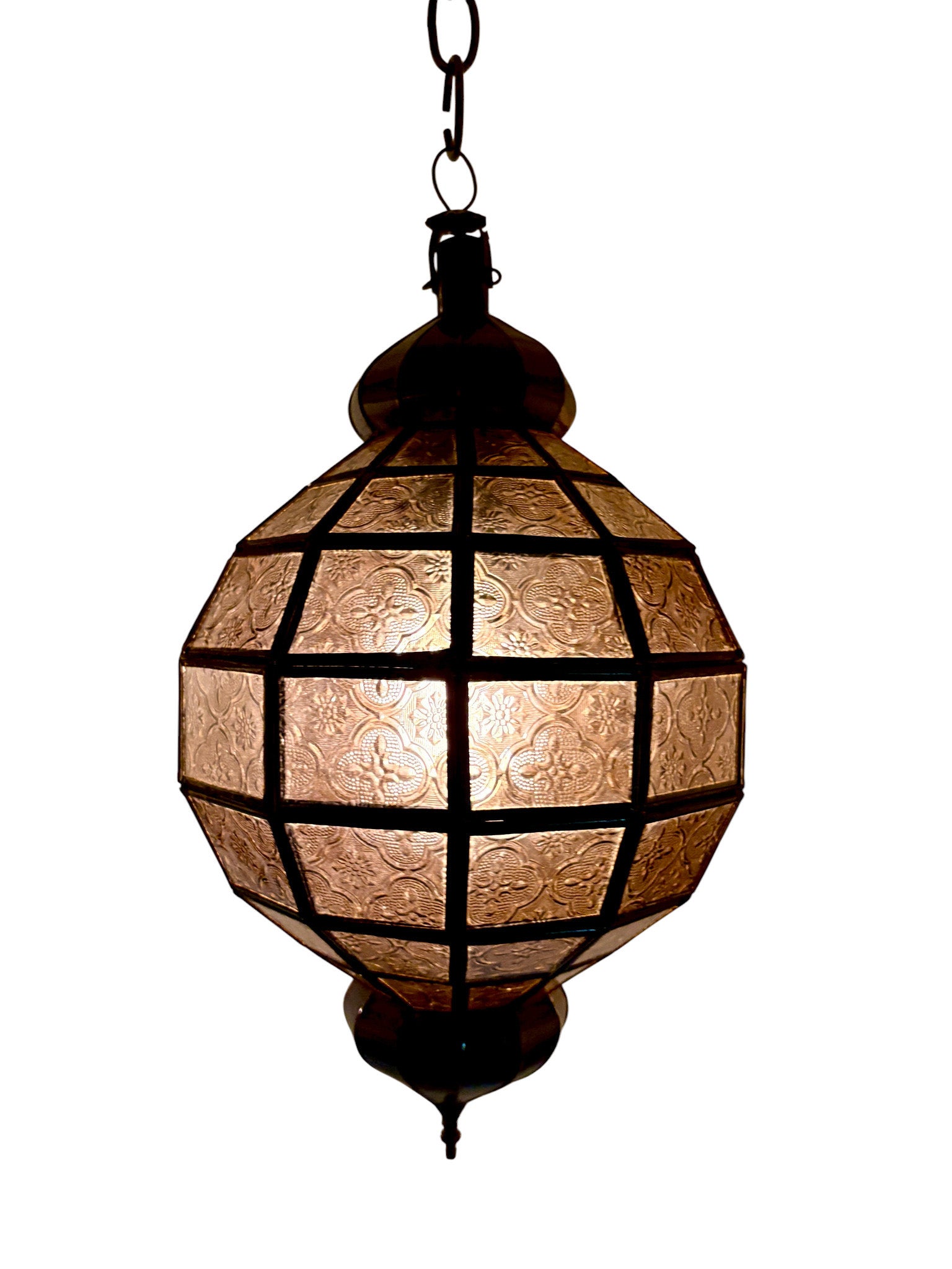 Embossed Stained Glass Oblong Lamp