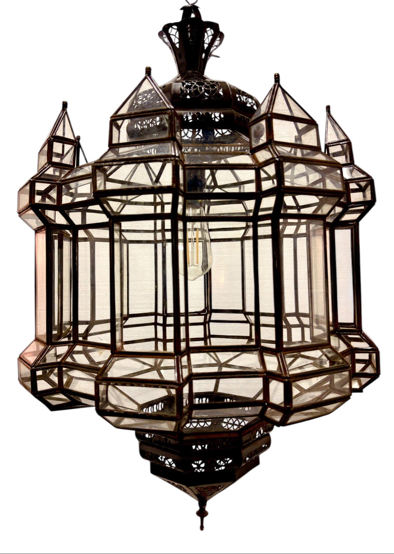 Wide Clear Glass Geometric Lamp