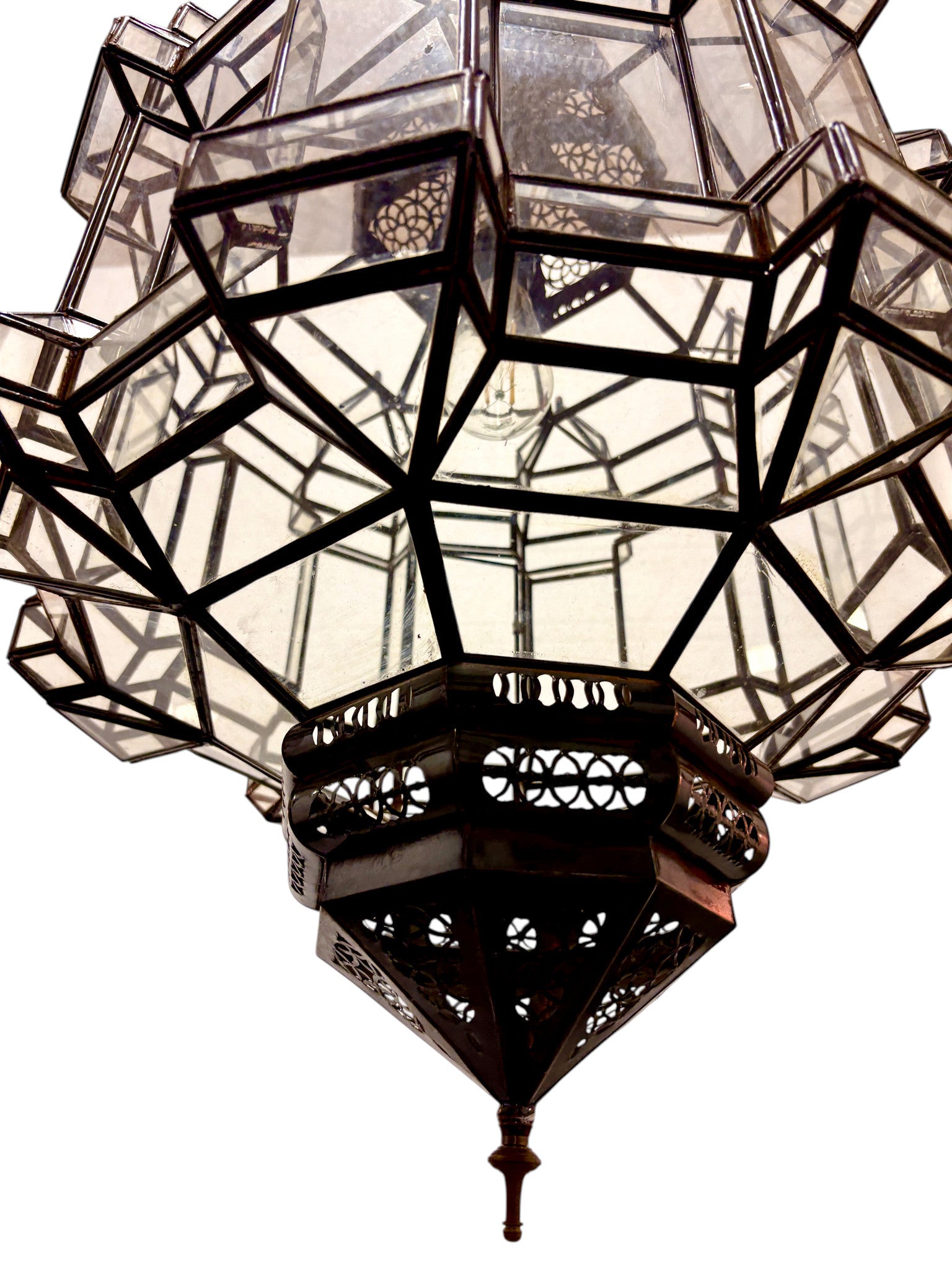 Wide Clear Glass Geometric Lamp