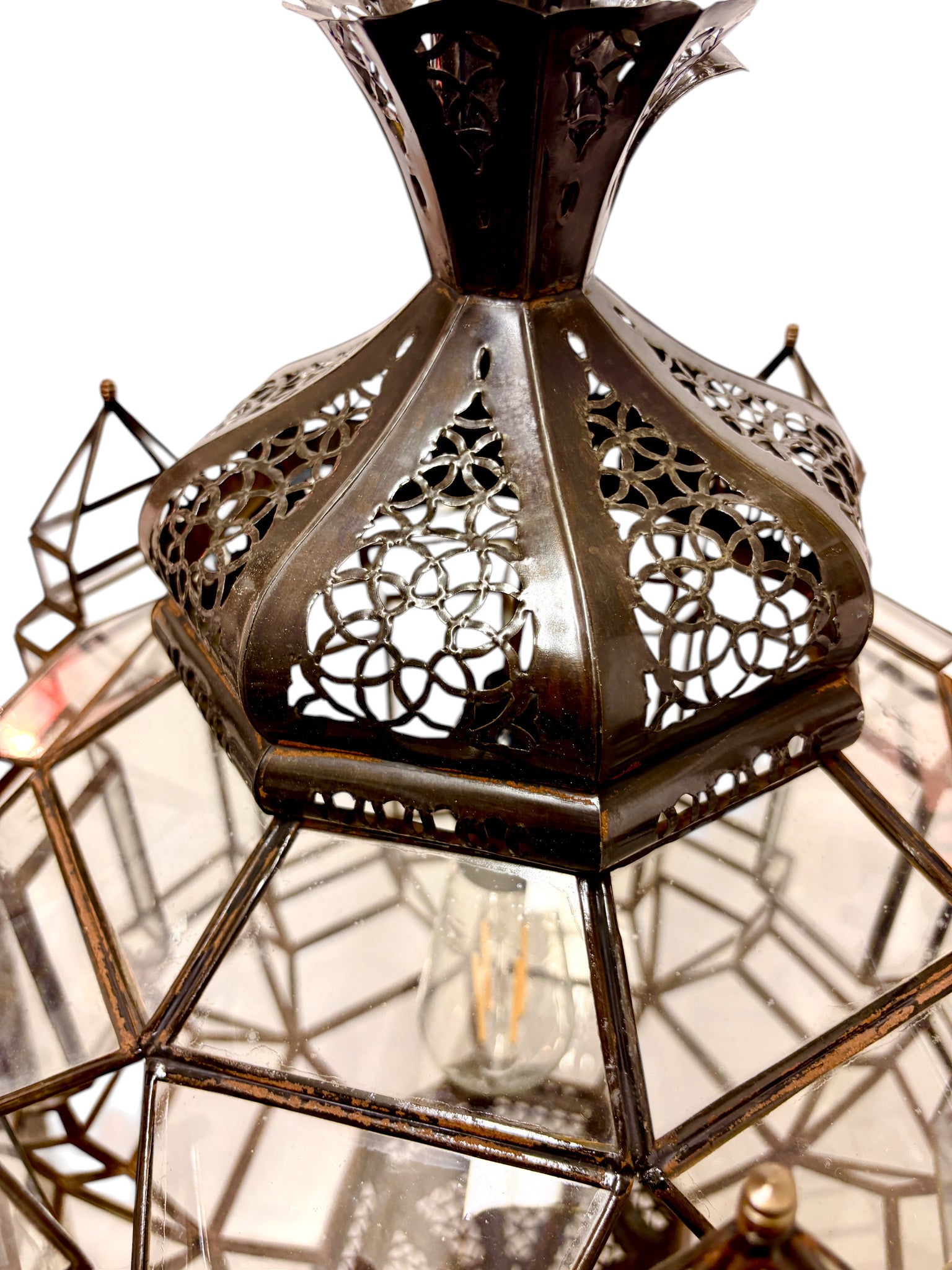 Wide Clear Glass Geometric Lamp
