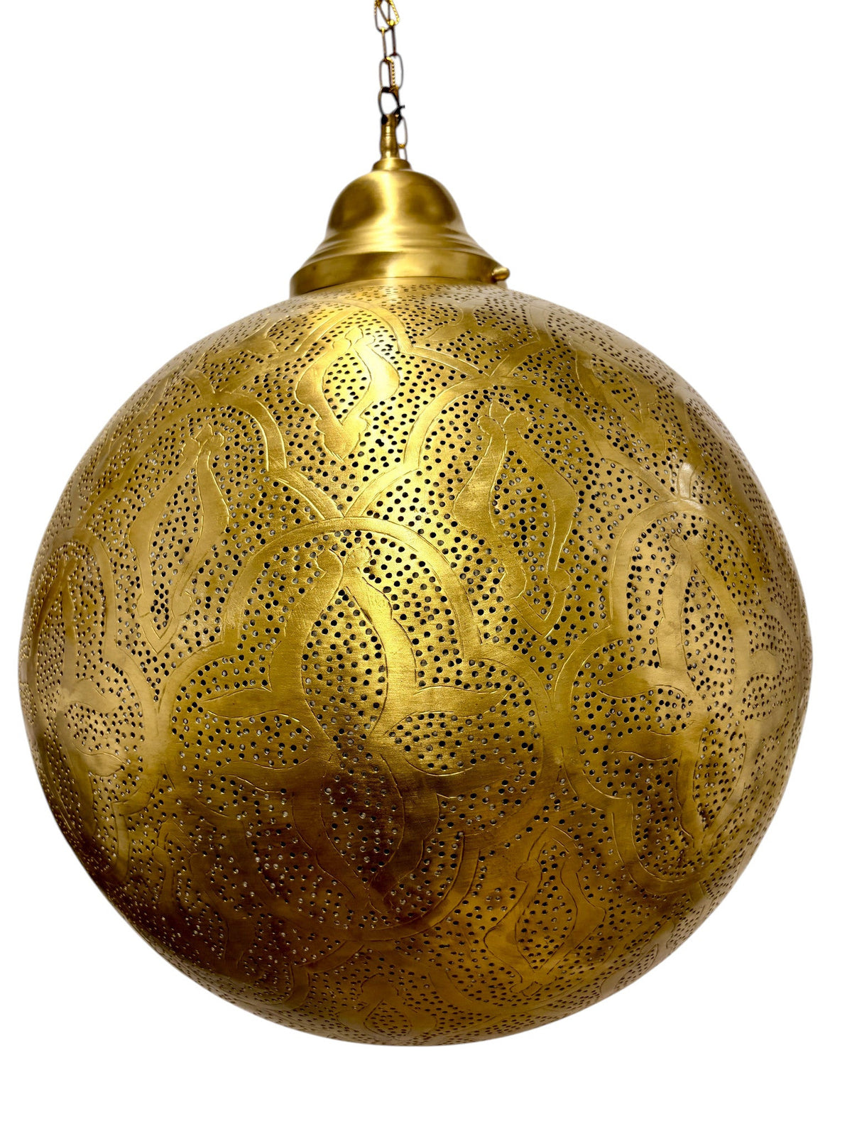 Arabesque Brass Sphere Light Fixture