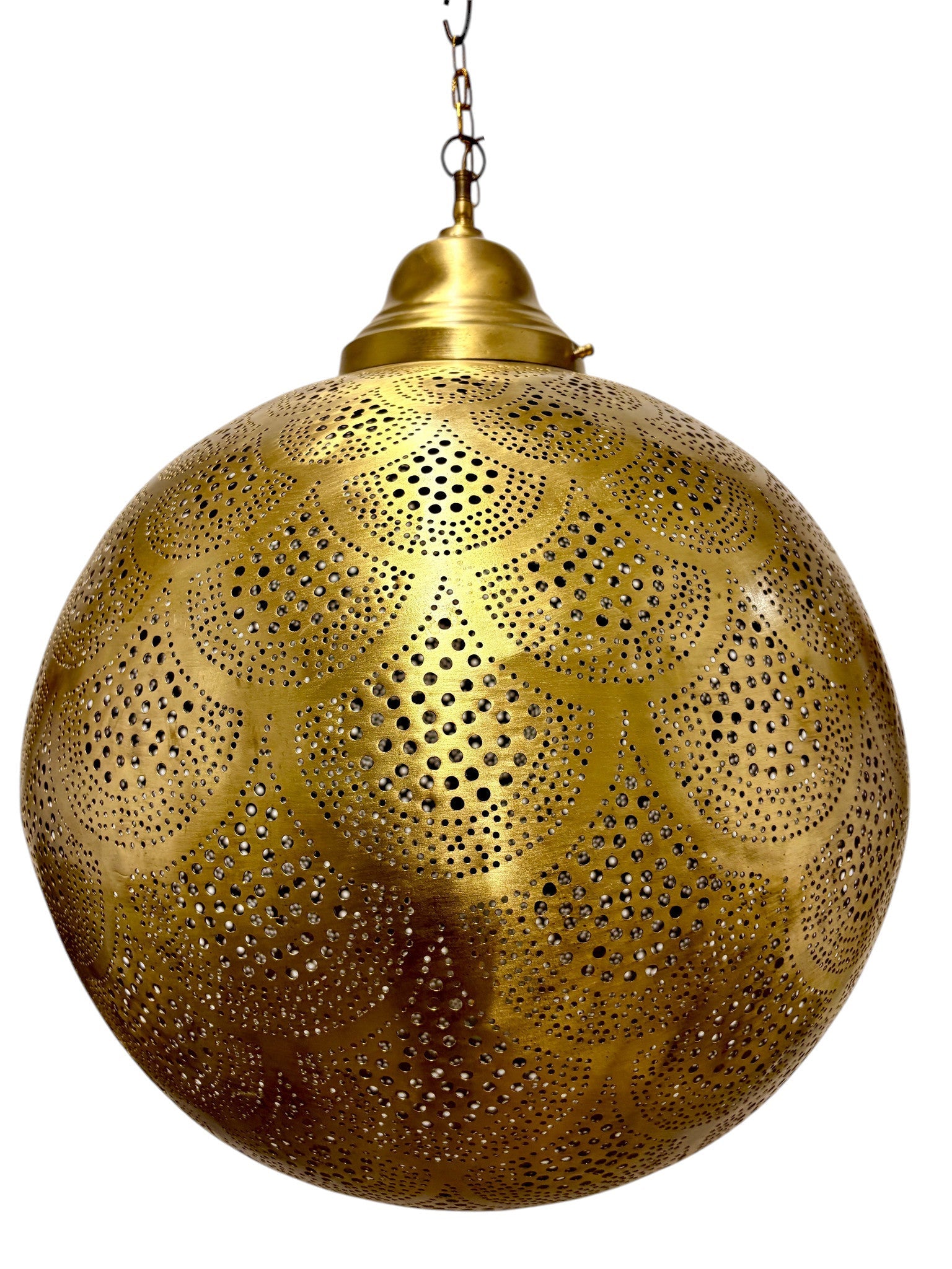 Fish Scale Brass Sphere Light Fixture