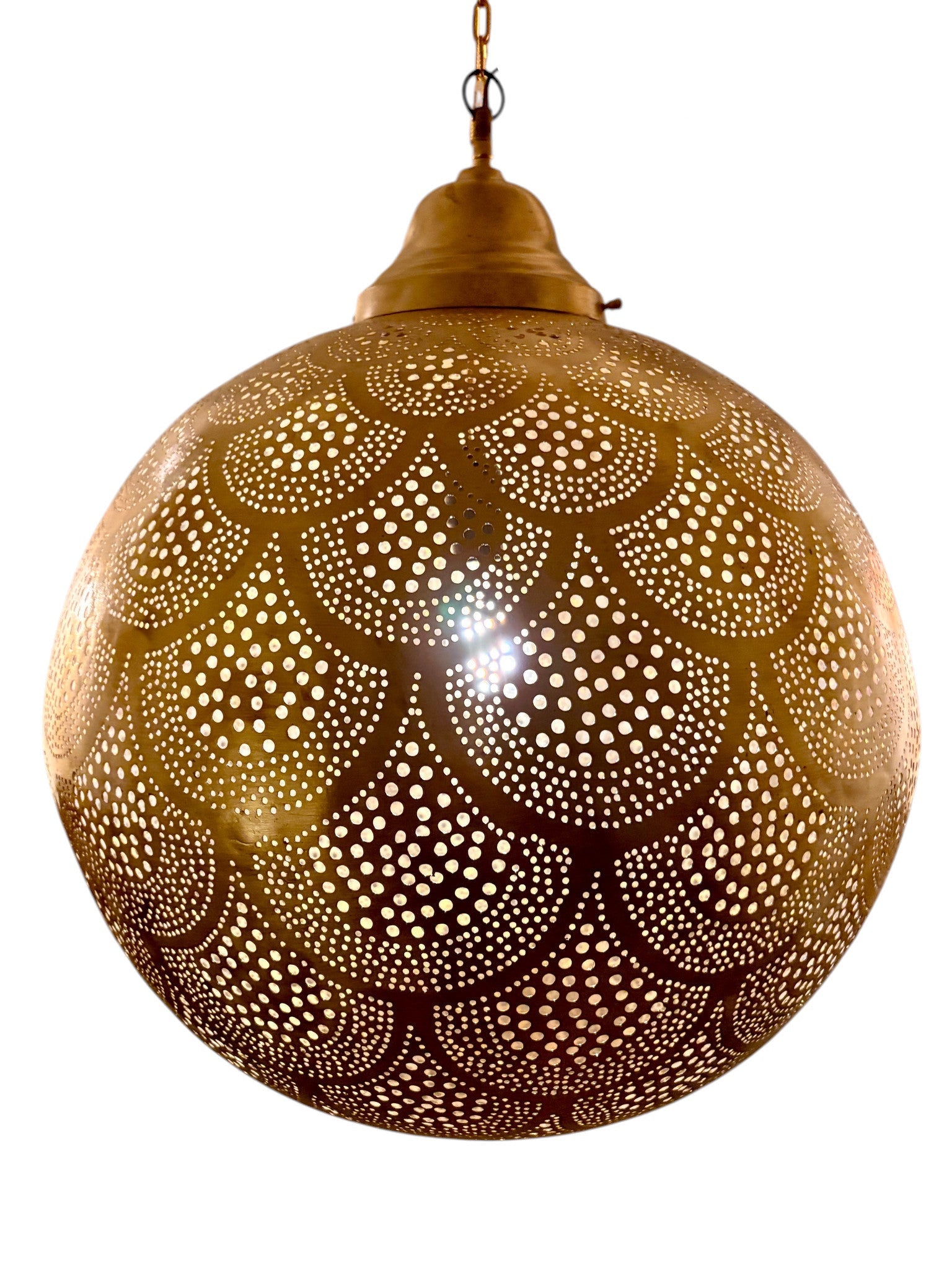 Fish Scale Brass Sphere Light Fixture