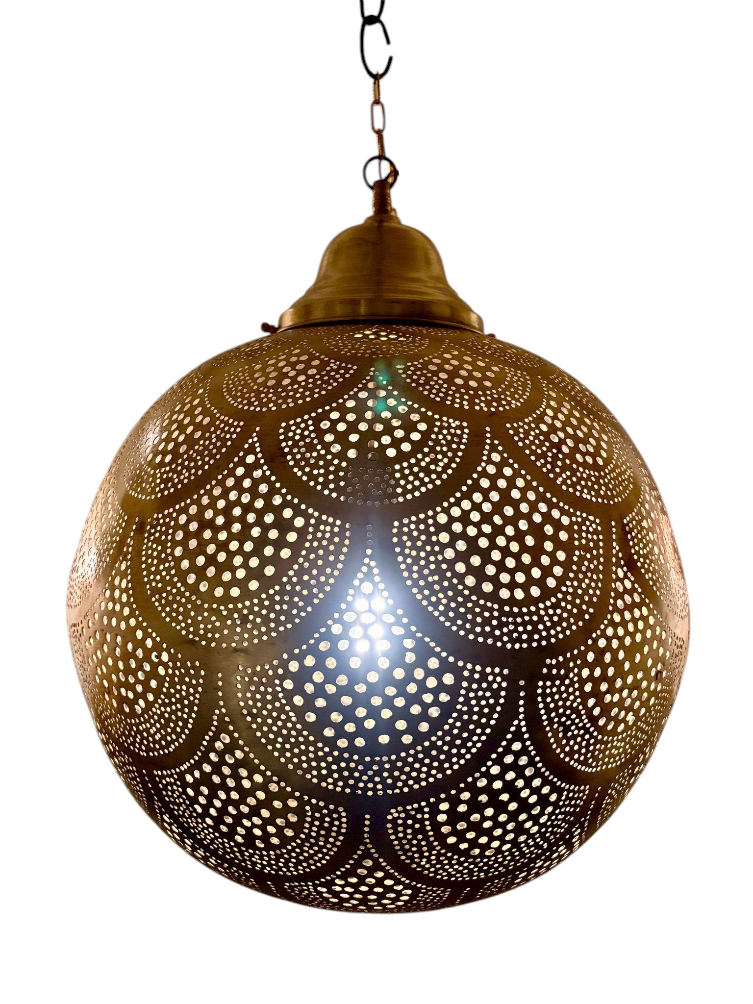Fish Scale Brass Sphere Light Fixture