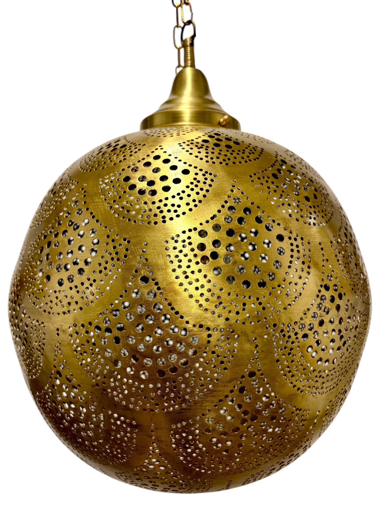 Fish Scale Brass Sphere Light Fixture
