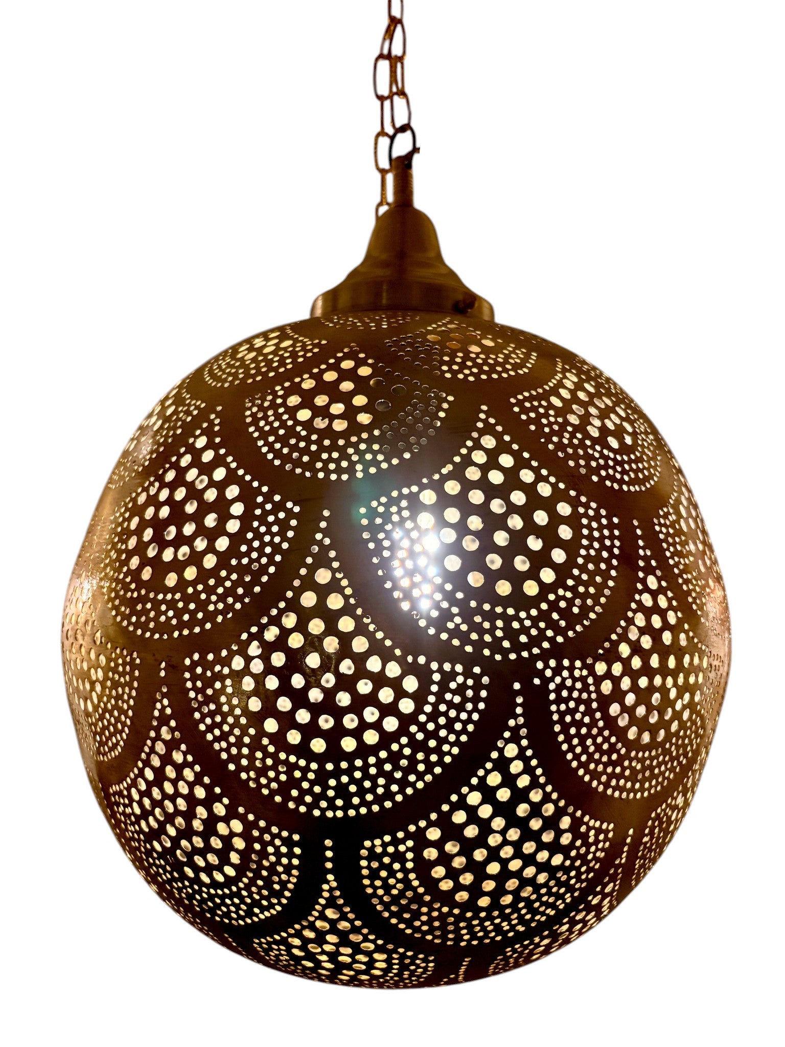 Fish Scale Brass Sphere Light Fixture