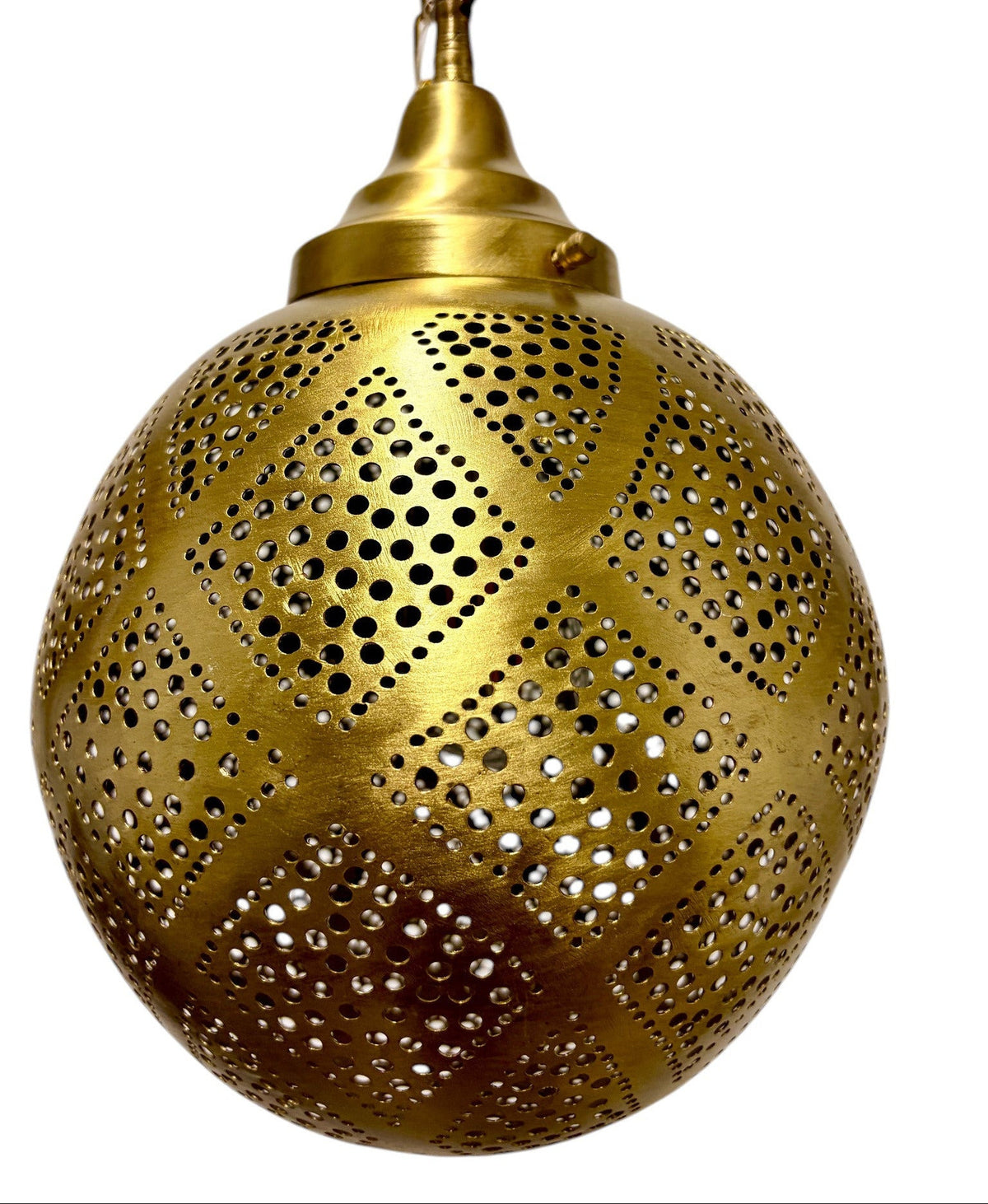 Criss Cross Brass Sphere Light Fixture