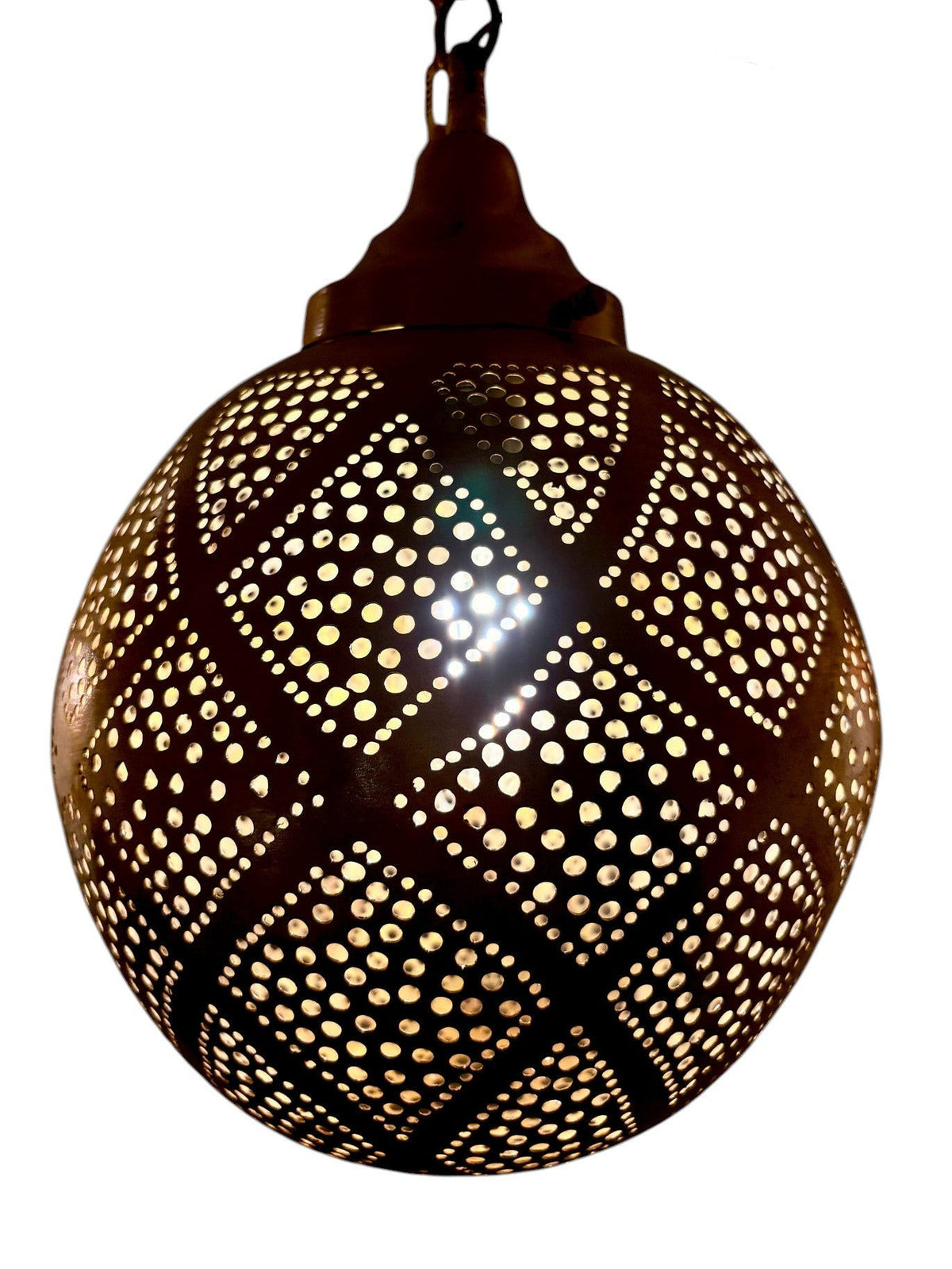 Criss Cross Brass Sphere Light Fixture