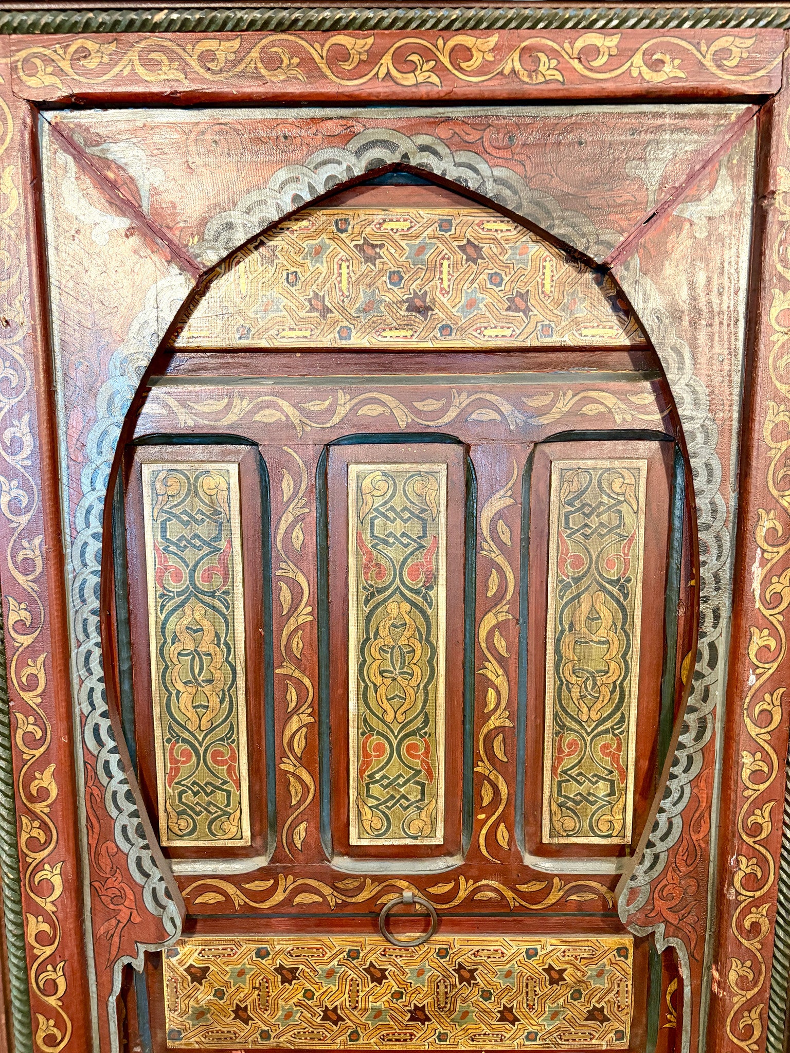 Hand-Painted Moroccan Door with Horseshoe Arch