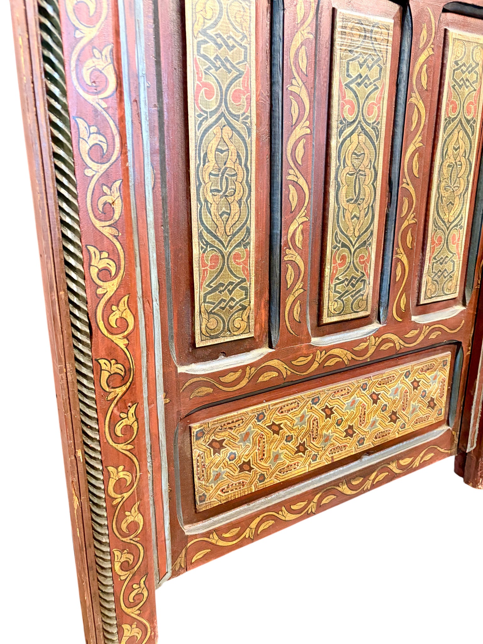 Hand-Painted Moroccan Door with Horseshoe Arch