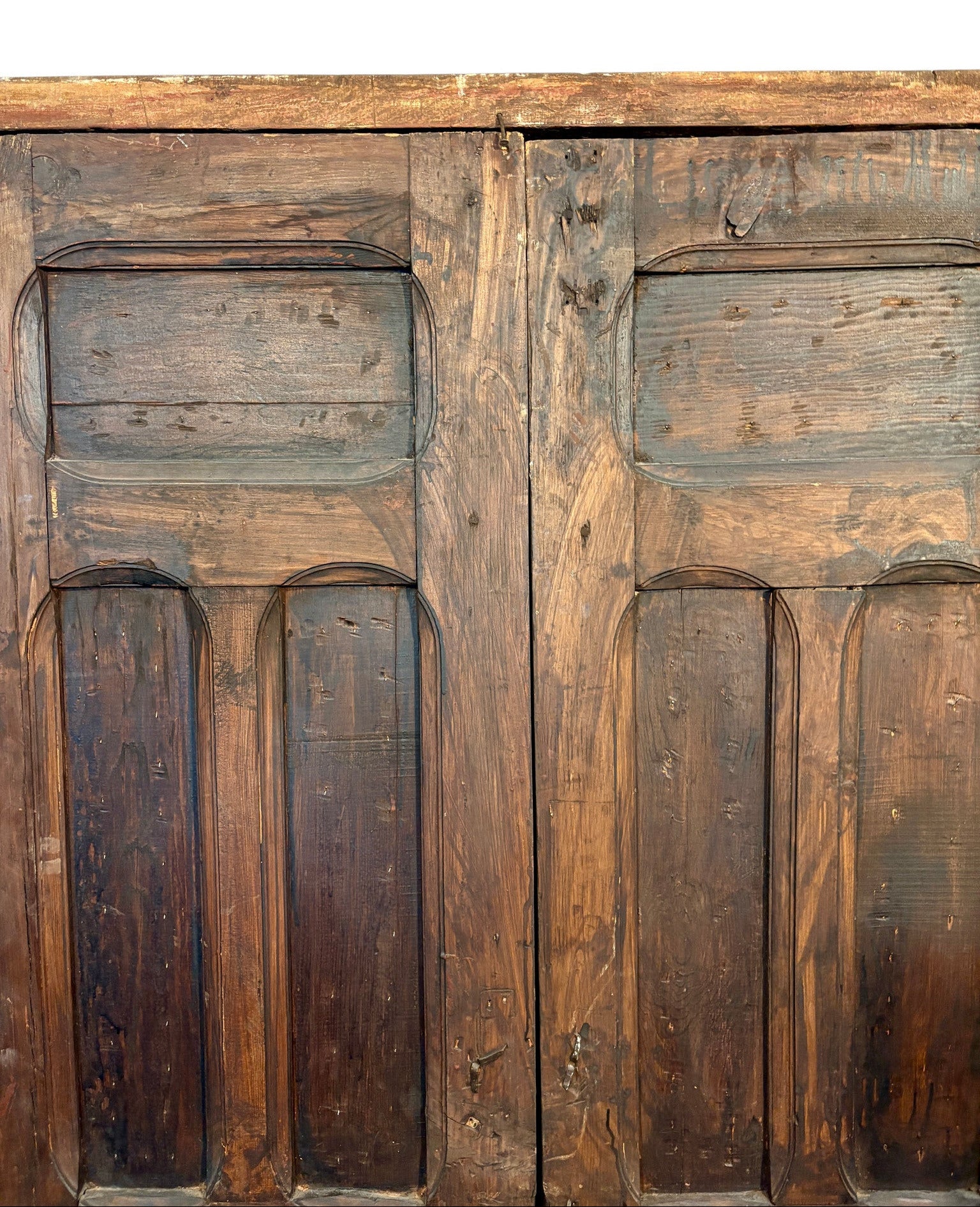 Antique Moroccan Double Doors with Metalwork Inlay