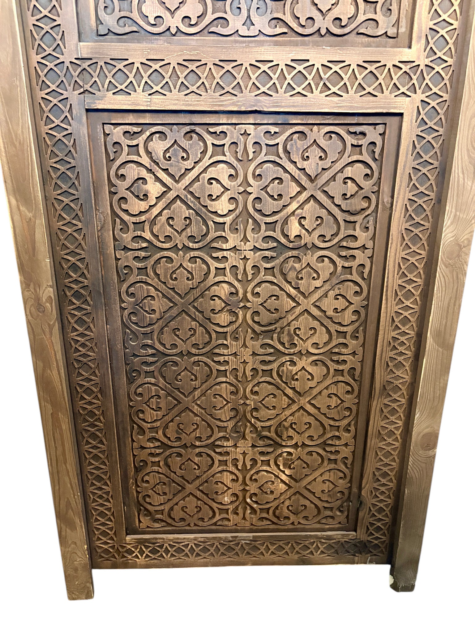 Antique Hand-Carved Moroccan Door with Scalloped Muqarnas Arch