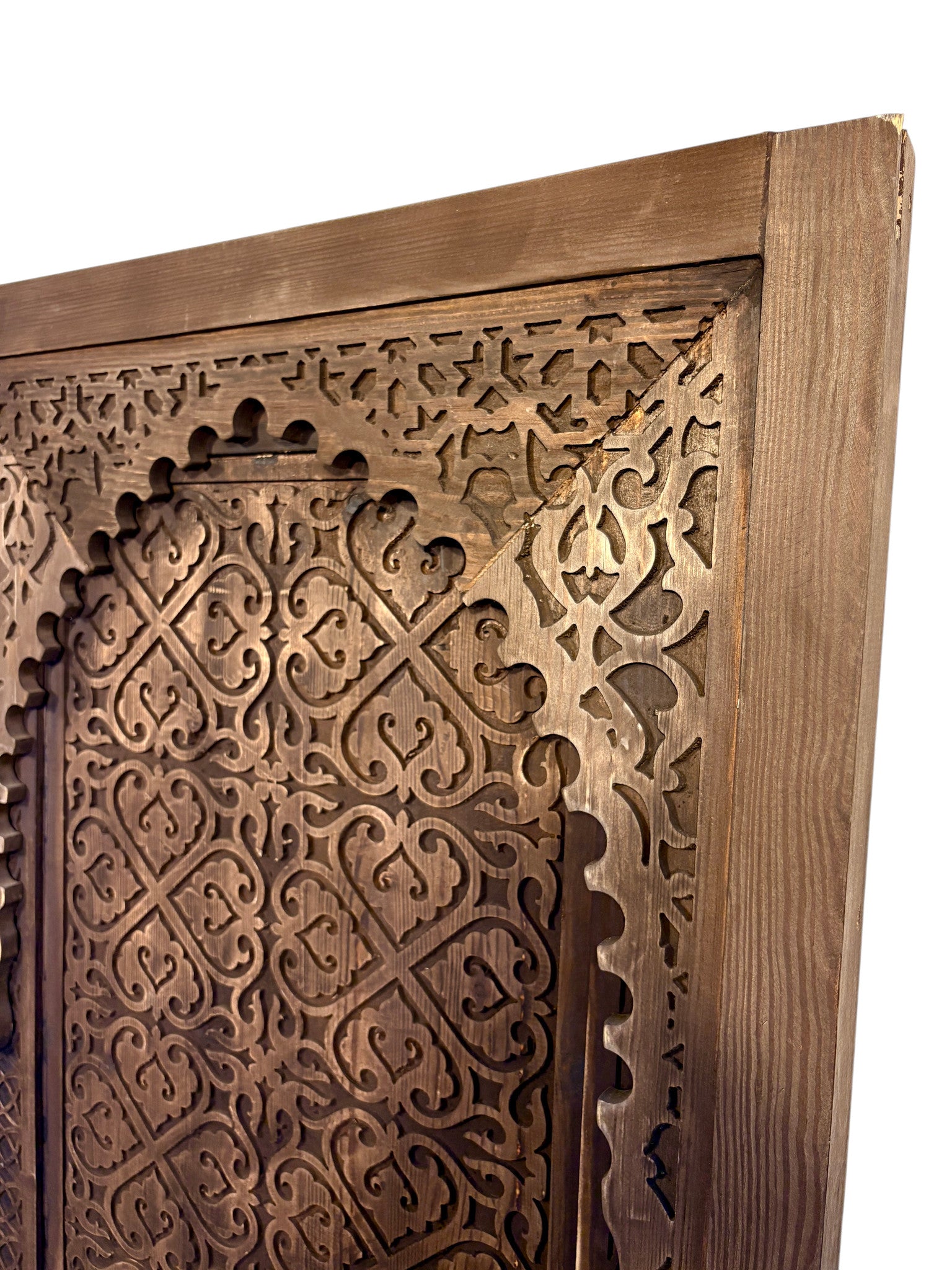 Antique Hand-Carved Moroccan Door with Scalloped Muqarnas Arch
