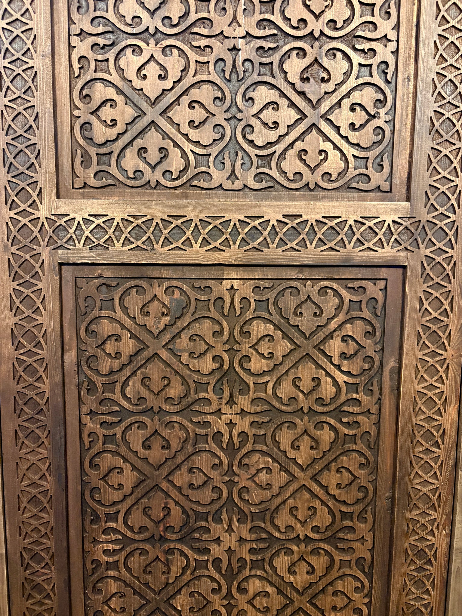 Antique Hand-Carved Moroccan Door with Scalloped Muqarnas Arch