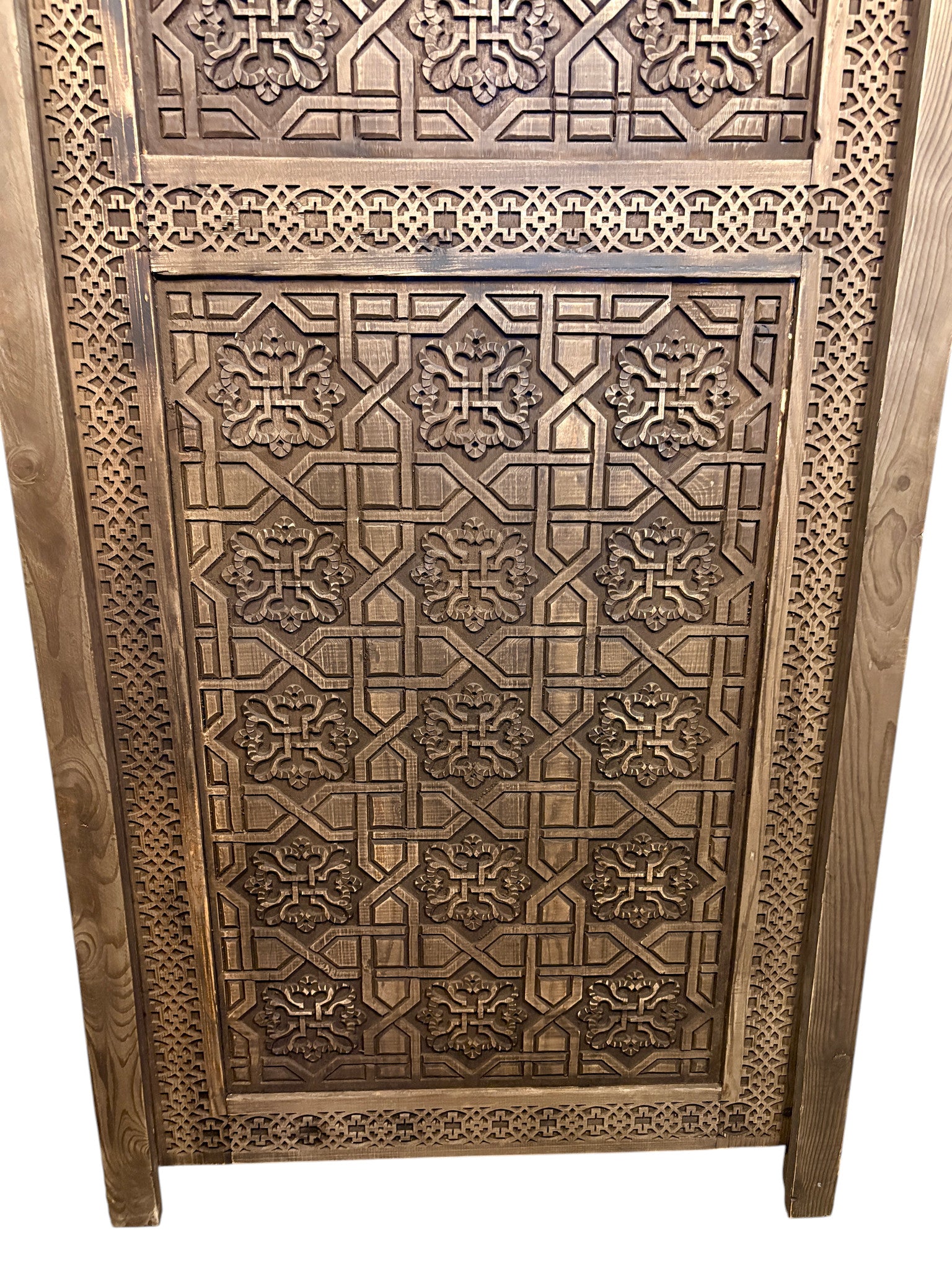Antique Hand-Carved Moroccan Door with Pointed Arch