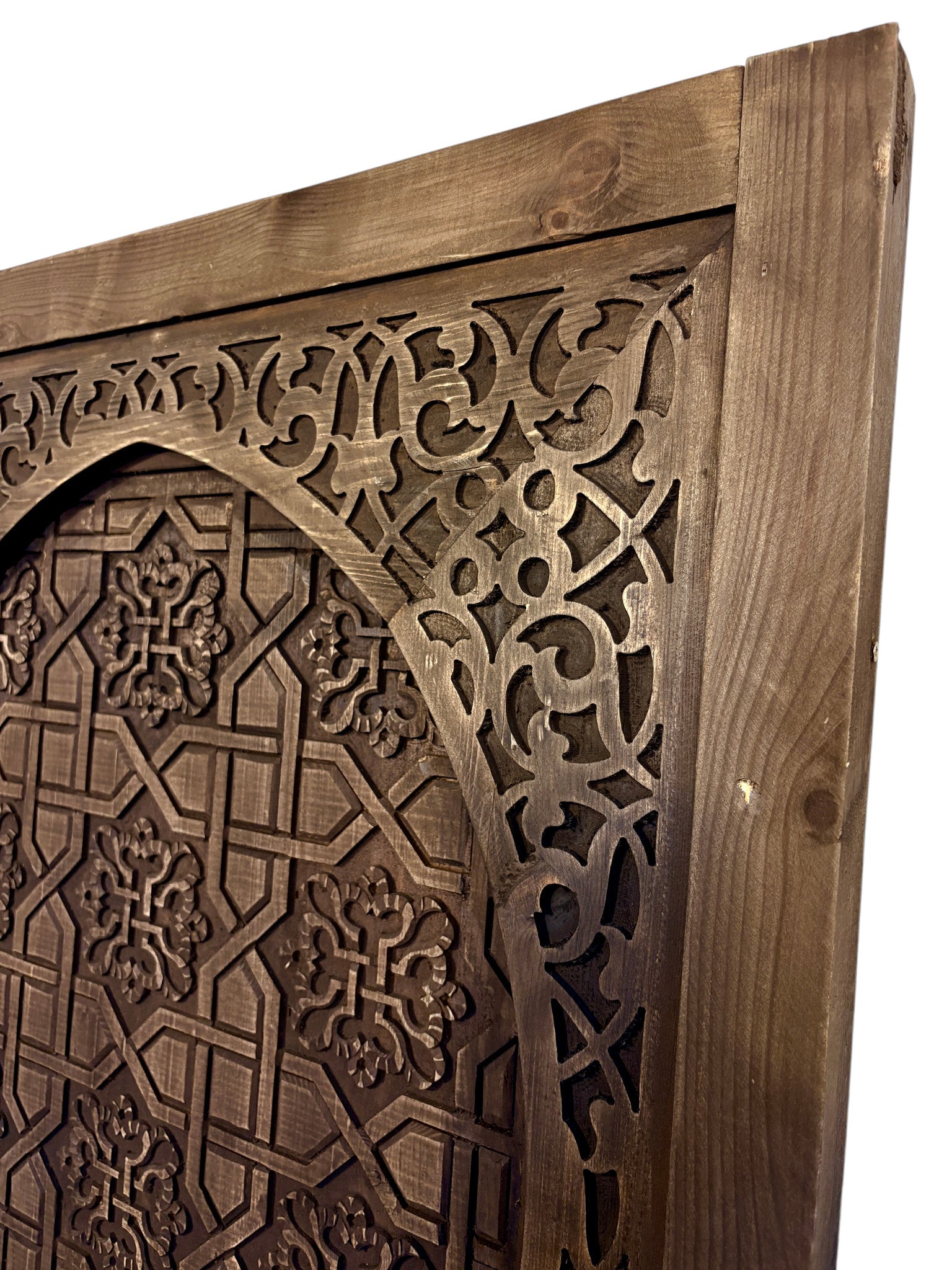 Antique Hand-Carved Moroccan Door with Pointed Arch