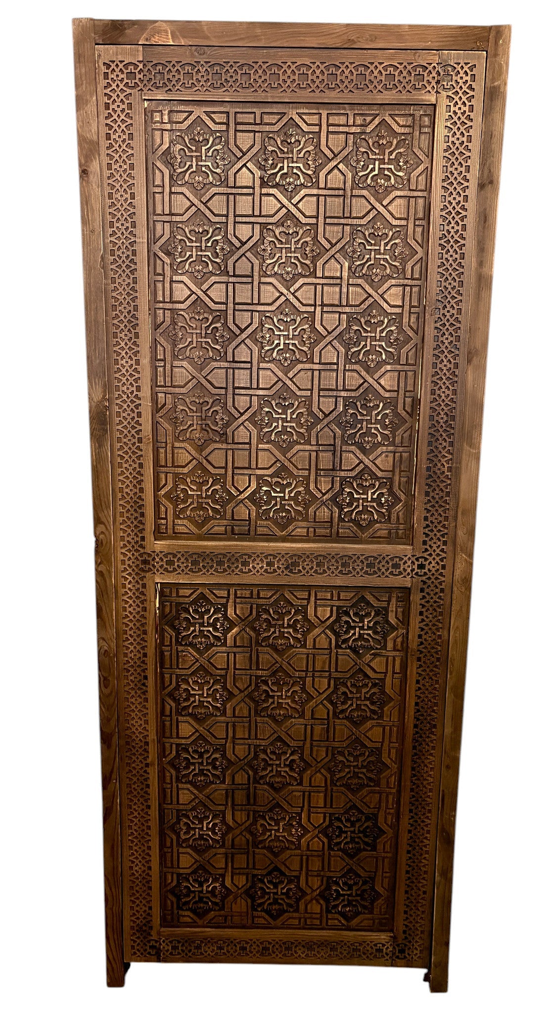 Antique Hand-Carved Moroccan Door with Pointed Arch