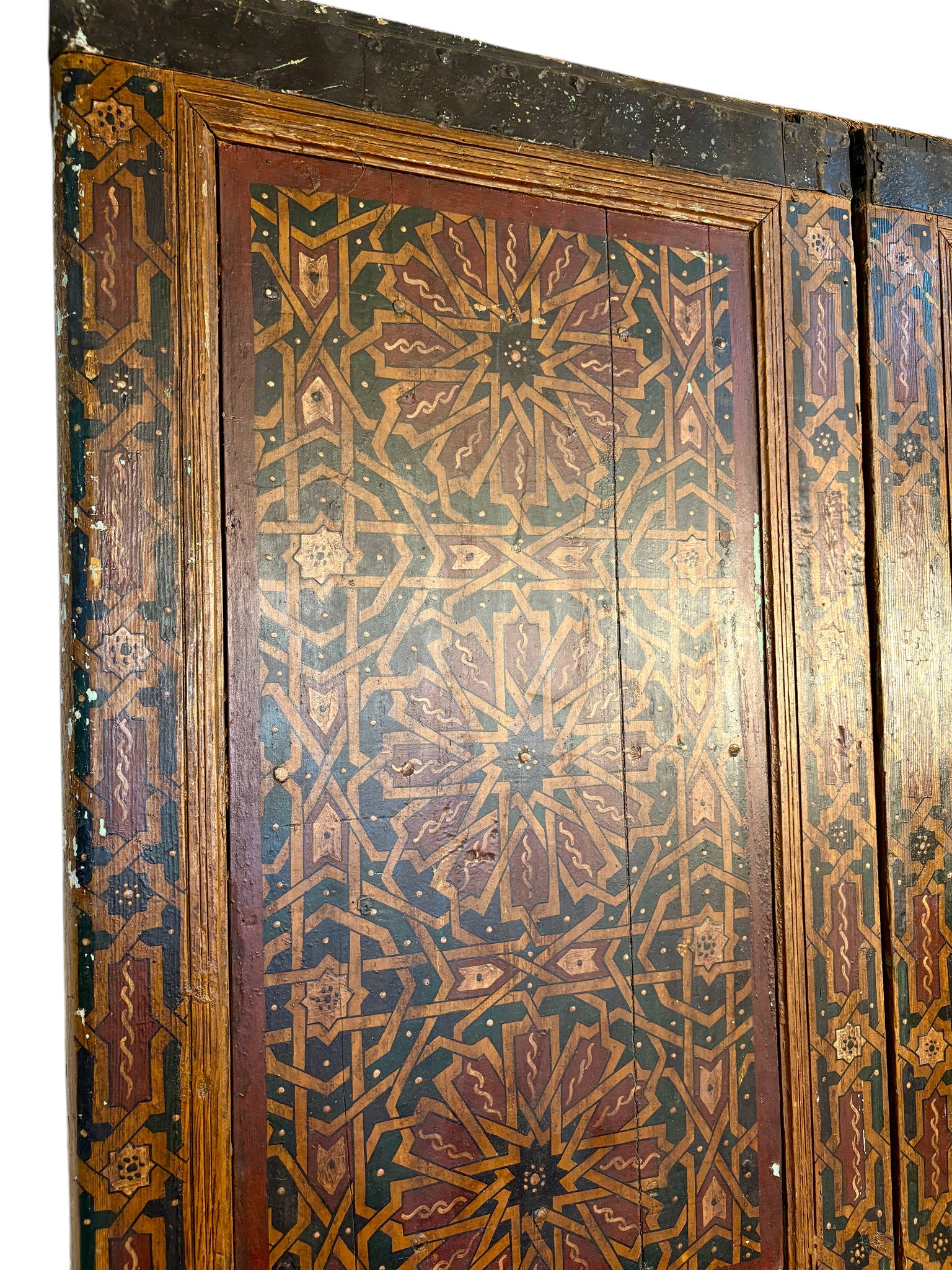 Antique Moroccan Riad Door with Bab al-Khoukha Pedestrian Door
