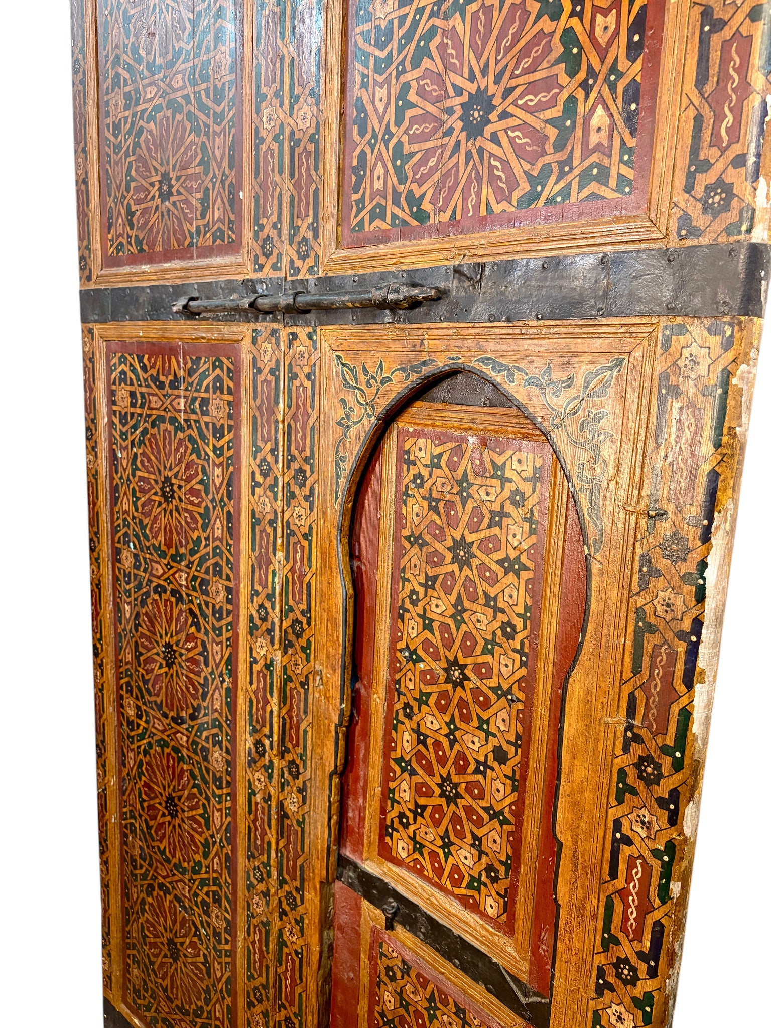 Antique Moroccan Riad Door with Bab al-Khoukha Pedestrian Door