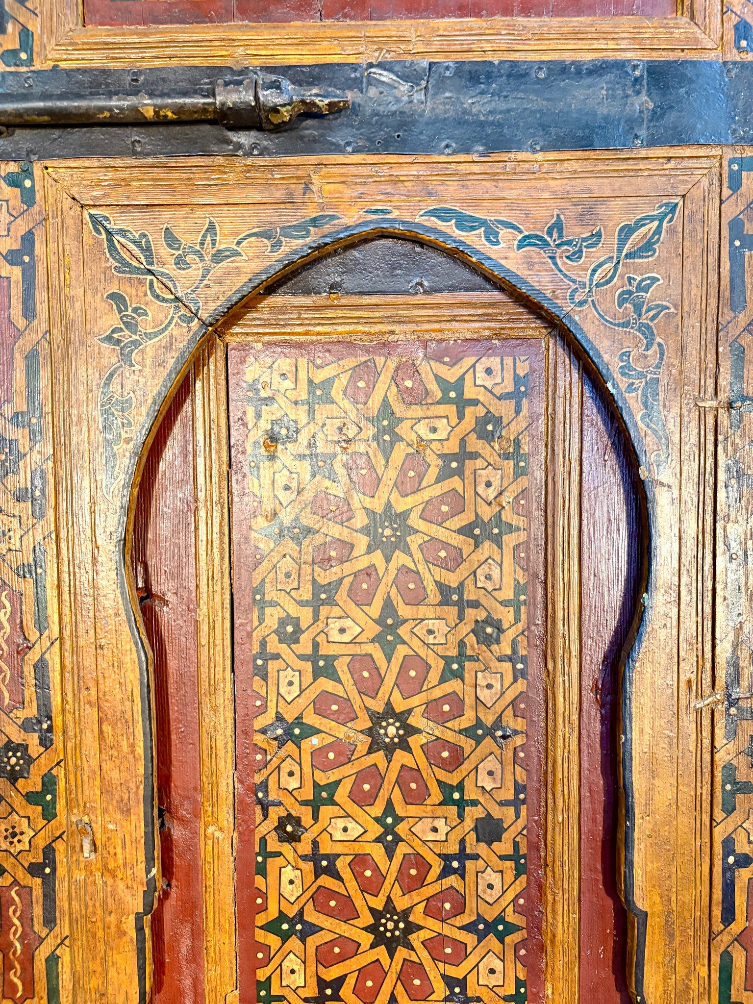 Antique Moroccan Riad Door with Bab al-Khoukha Pedestrian Door