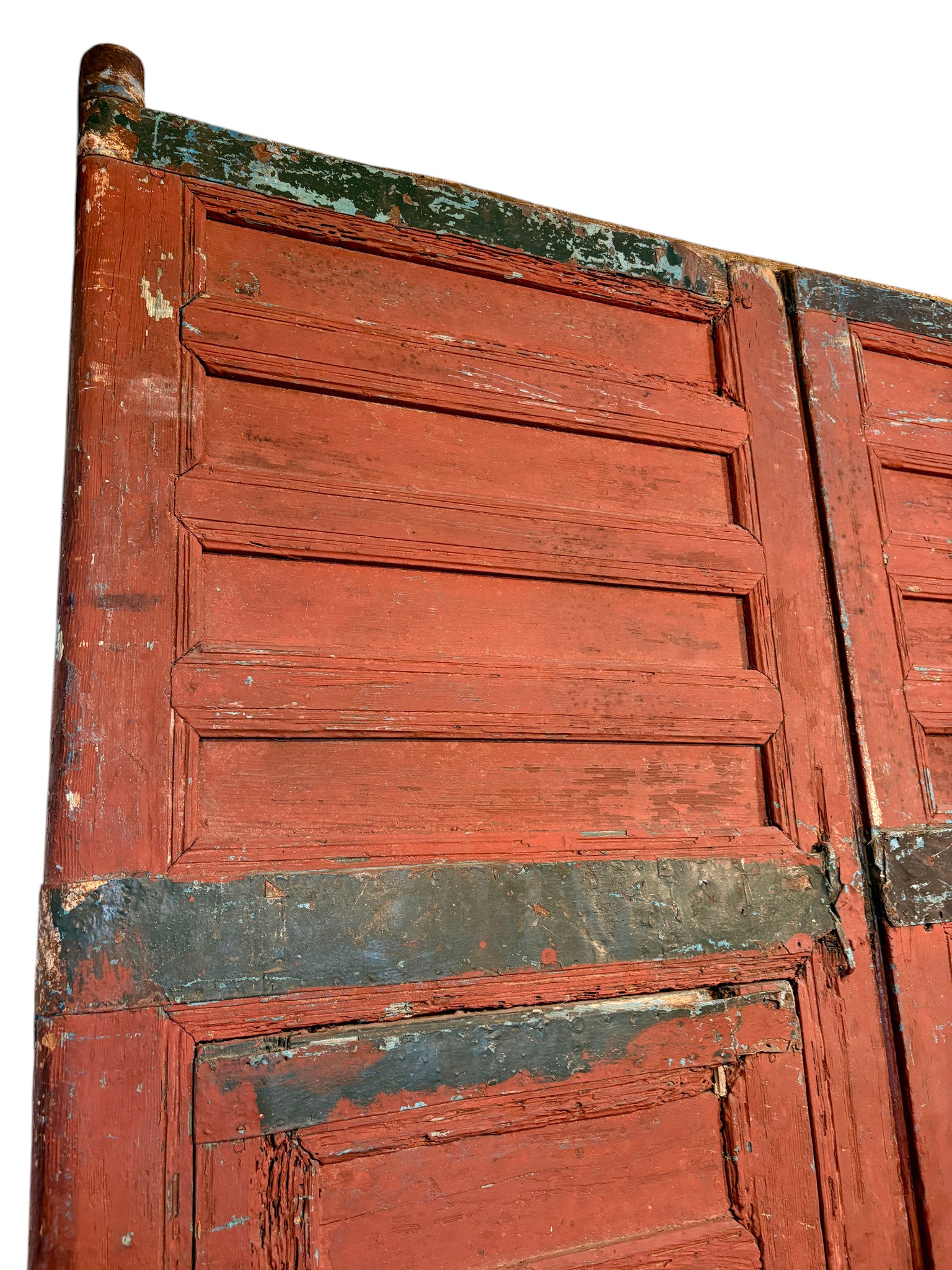 Antique Moroccan Riad Door with Twin Painted Mihrab Arches