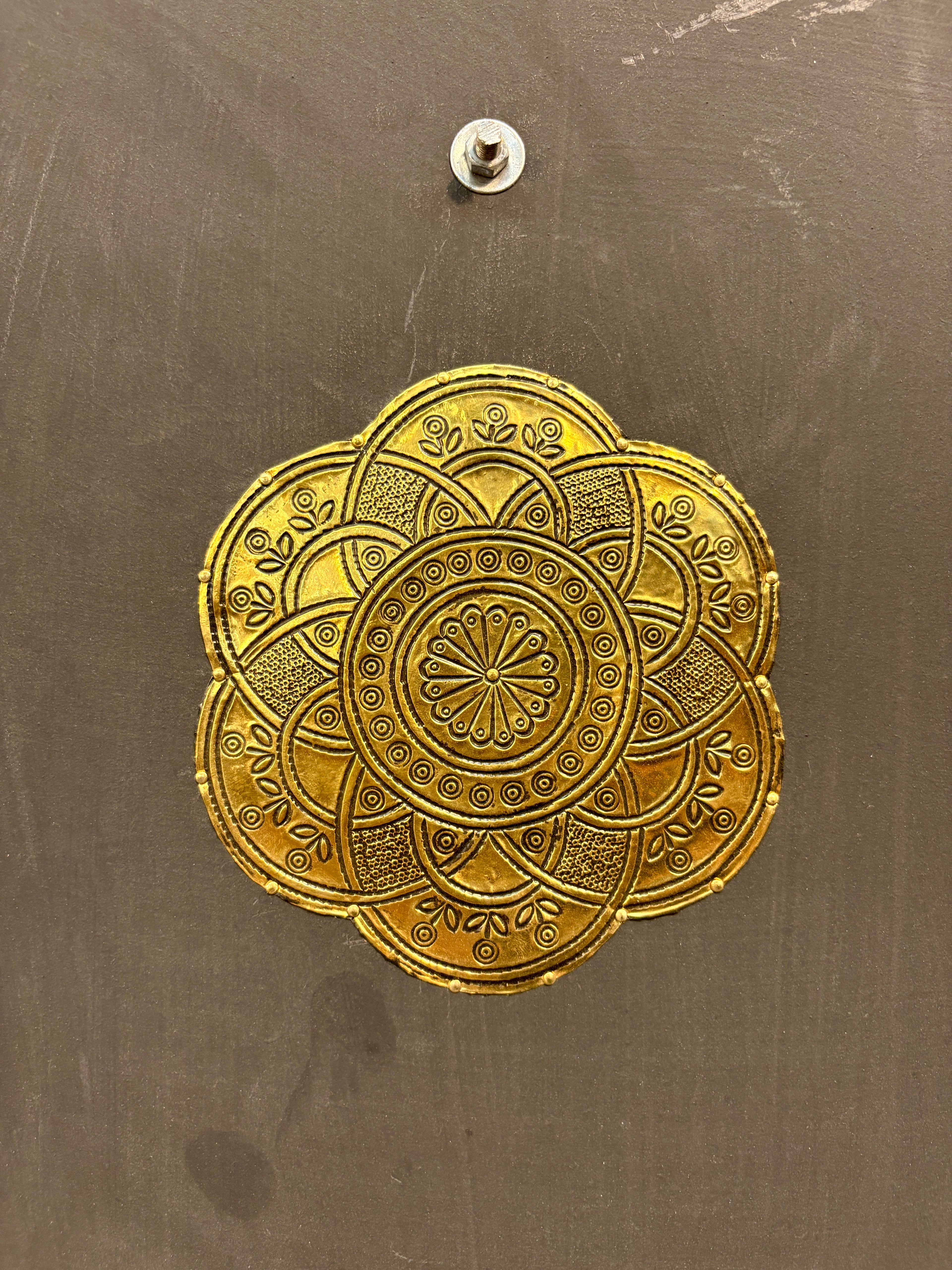 Moroccan Brass and Silver Metal-Clad Double Doors