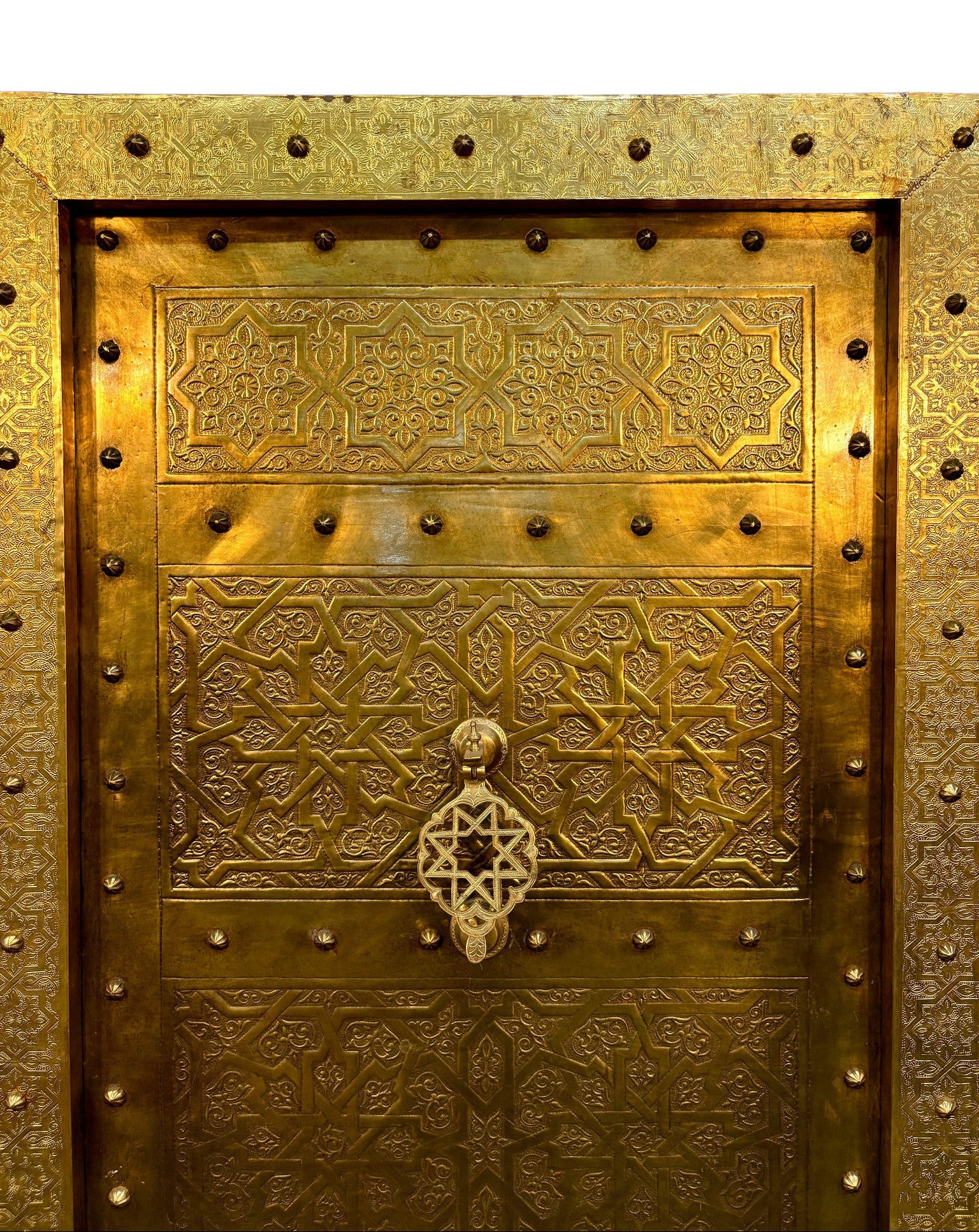 Solid Brass Door with Hand-Hammered Geometric Tooling