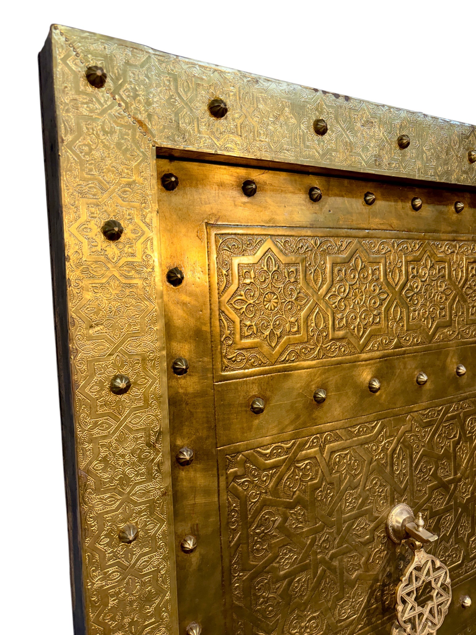 Solid Brass Door with Hand-Hammered Geometric Tooling