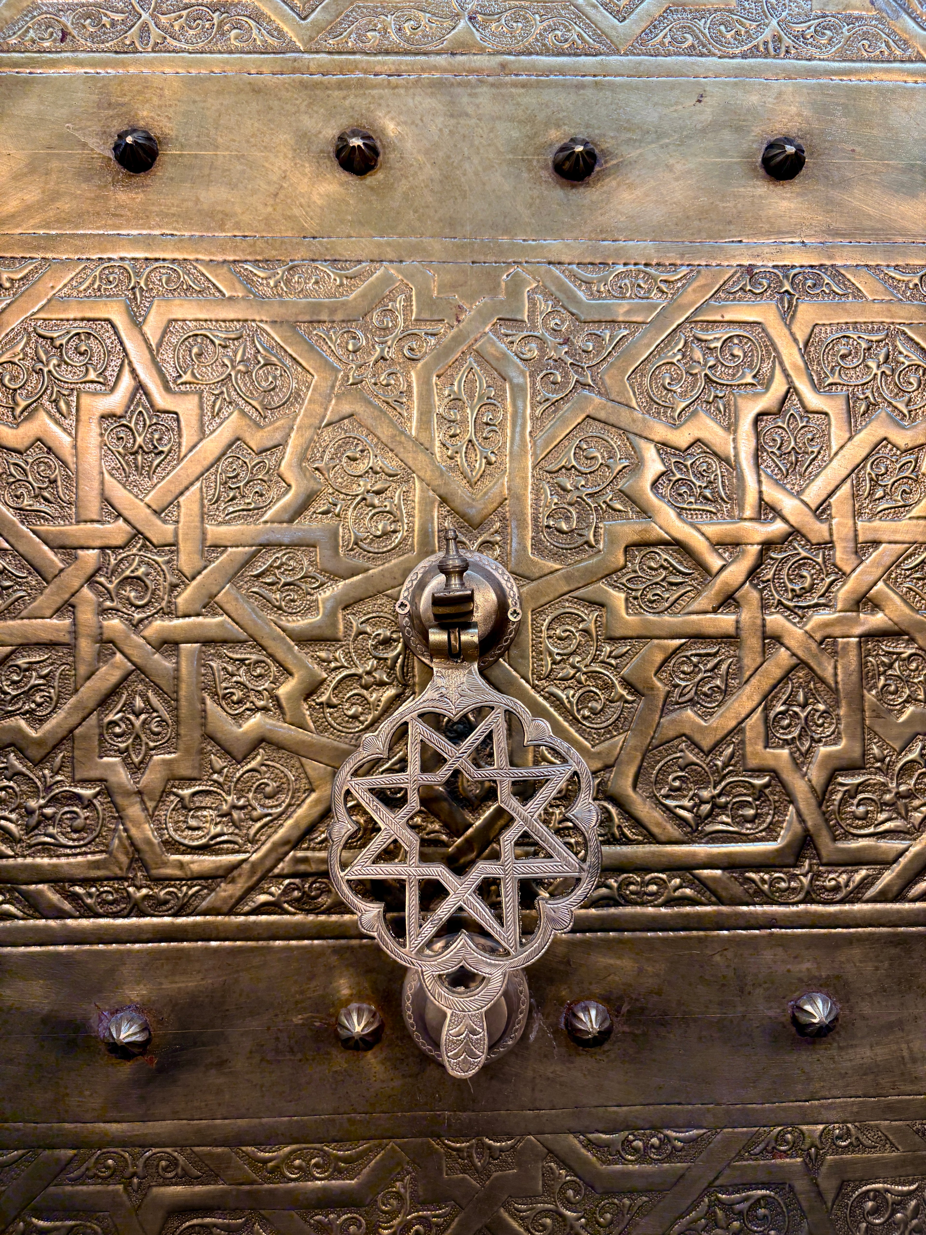 Solid Brass Door with Hand-Hammered Geometric Tooling