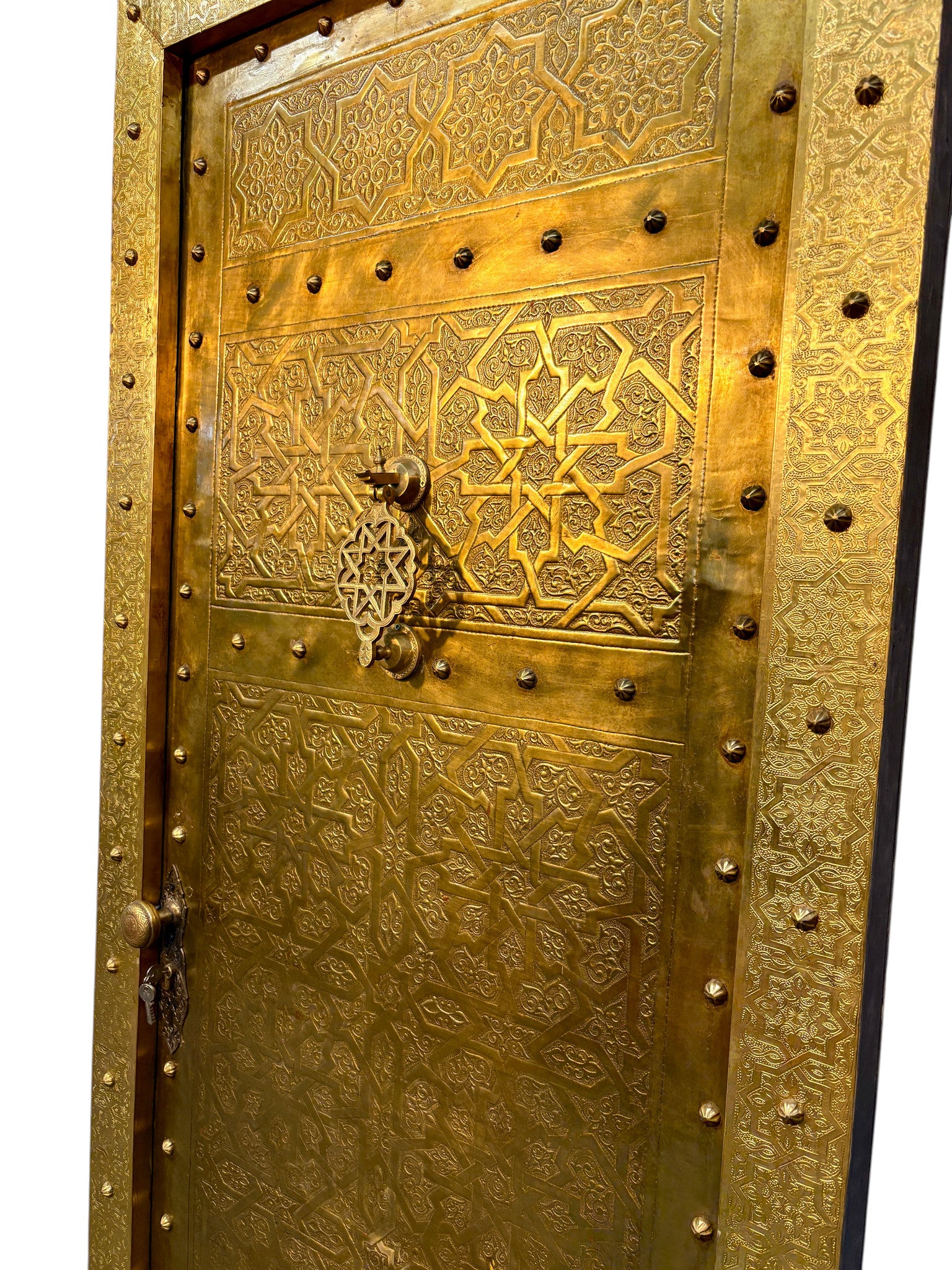Solid Brass Door with Hand-Hammered Geometric Tooling